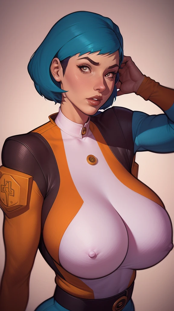 um close de uma mulher em um uniforme prateado e rosa, digite germe e ilya kuvshinov, ilya kuvshinov e digite germe, range murata and digite germe, digite germe and rossdraws, pintura digital rossdraws, modelo uniforme | digite germe, style digite germe, extremely detailed type germ contours with thick lines horror background WIDE ANGLE LENSOblique perspective (2PF)