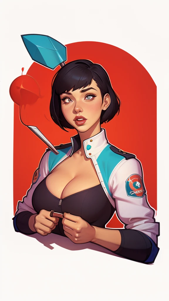 um close de uma mulher em um uniforme prateado e rosa, digite germe e ilya kuvshinov, ilya kuvshinov e digite germe, range murata and digite germe, digite germe and rossdraws, pintura digital rossdraws, modelo uniforme | digite germe, style digite germe, extremely detailed type germ contours with thick lines horror background WIDE ANGLE LENSOblique perspective (2PF)