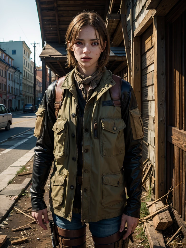 (best quality, masterpiece, highest detailed), (photorealistic:1.2), (detailed light:1.2), (Realistic skin texture:1.4), raw photo, post-apocalyptic landscape, post apocalypse clothes, Moscow, world after the apocalypse, creepy picture, dark lighting