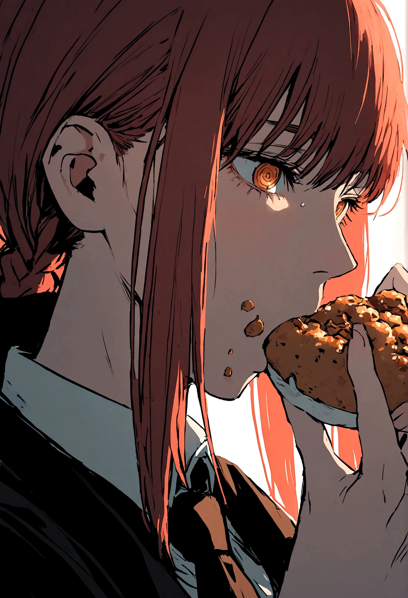 makima from chainsaw man, eating denji