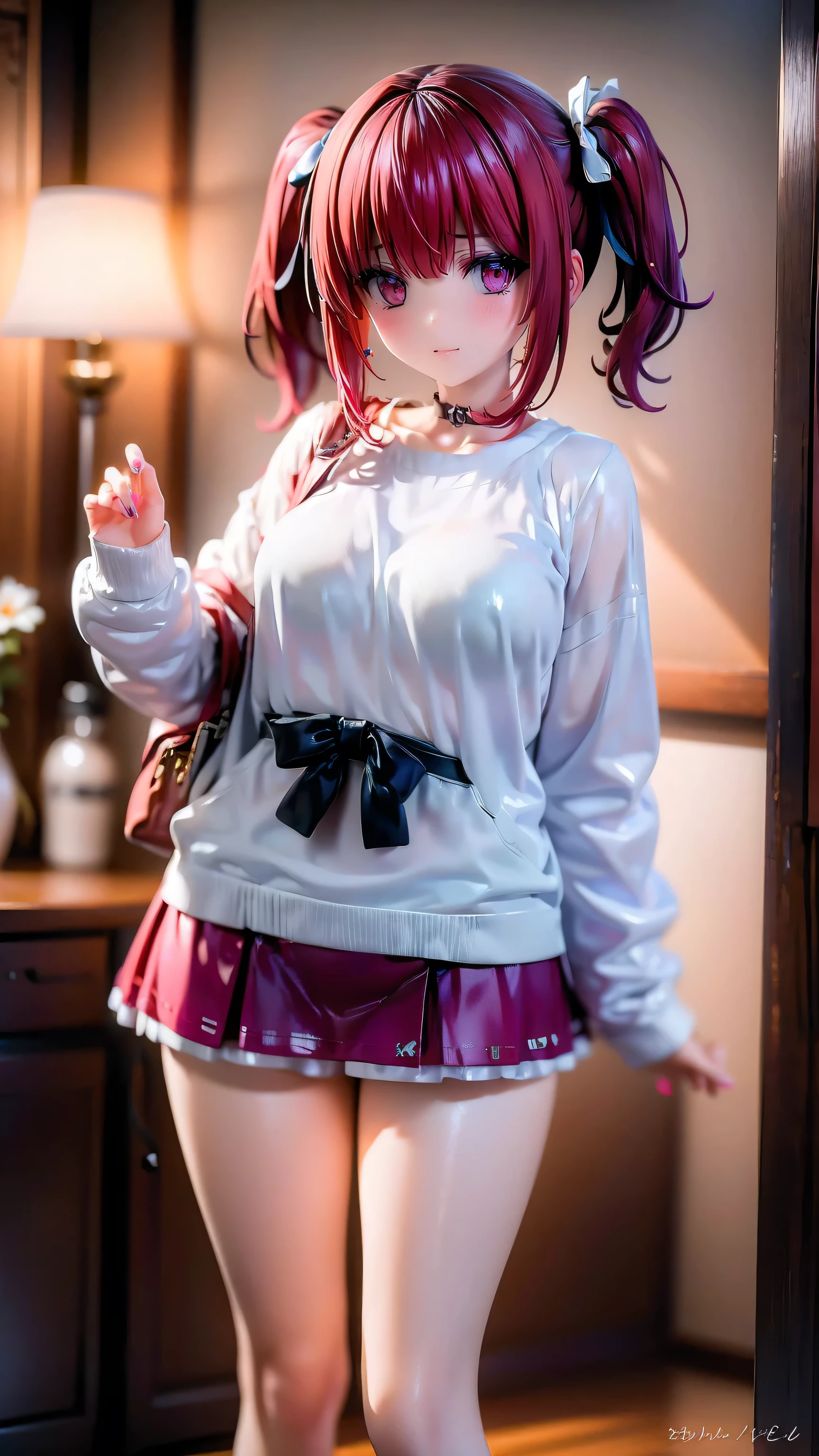 (Meyrin_Hawk)、(Fluffy side twin tails)、Summer Sweater、mini skirt、