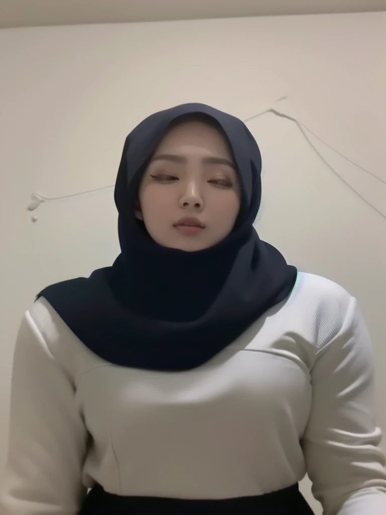HIJAB MALAY GIRL,, IMF as a good Guy, TECHNOLGY, AI, futuristic, blockchain, International Monetary Fund, (MATRIX WORLD), ((look In front at the camera CLOSED YOUR EYES and open your mouth)).