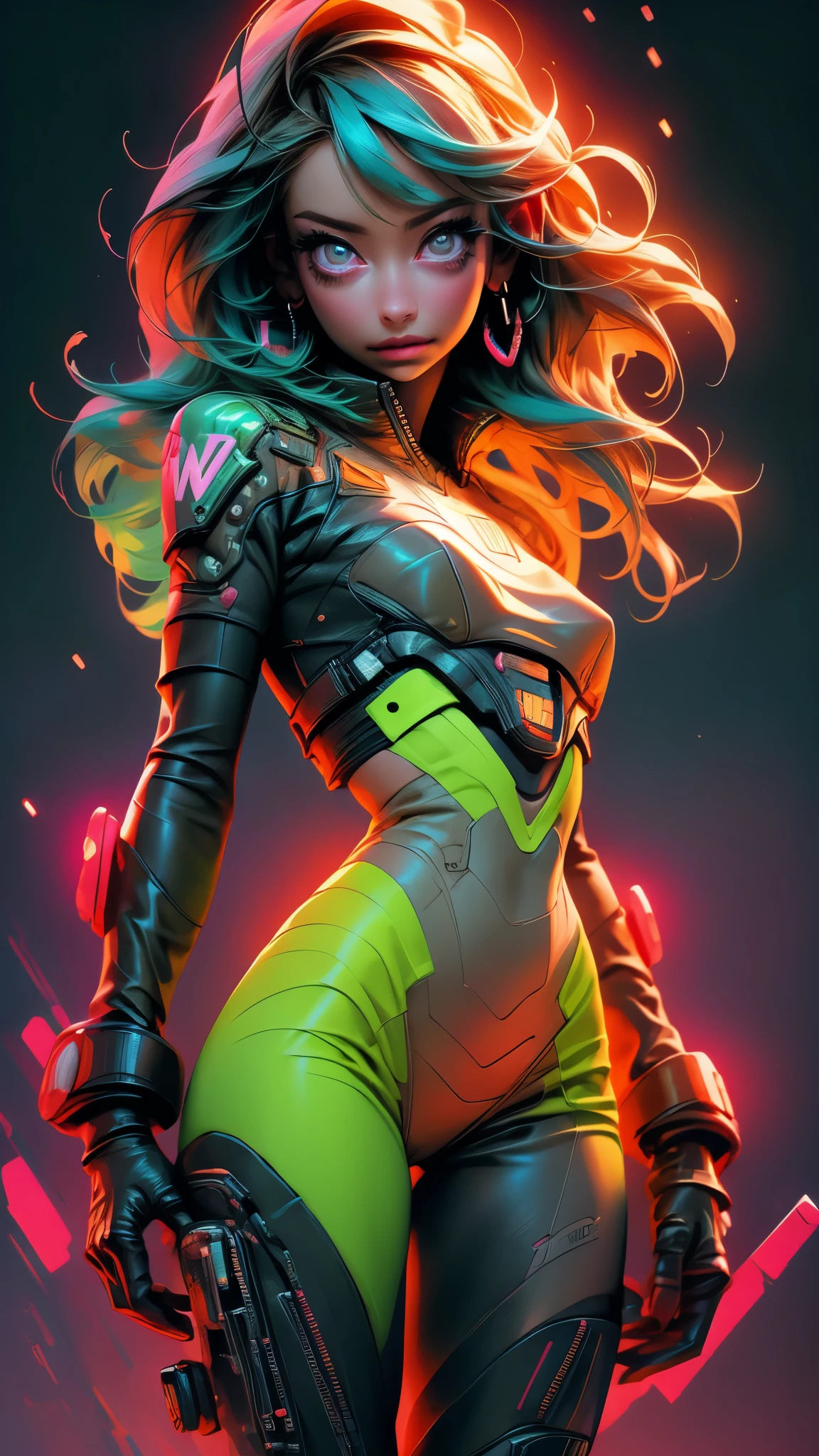 (best quality,realistic:1.2),(best quality,4k,8k,highres,masterpiece:1.2),ultra-detailed, primer plano, plano del rostro, hiper nitido, hiper detallado, A closeup of Kristin Kreuk in a neon suit, Ambiente ciberpunk, cyberpunk with neon lights, Luz cyberpunk brillante, agachado,Vibraciones ciberpunk, Cyberpunk lighting, estilo ciberpunk, neon cyberpunk style, En el estilo cyberpunk, mira ciberpunk, cyberpunk dreamy girl, foto ciberpunk, neon cyberpunk, cyberpunk aesthetic, ropa de calle ciberpunk, cyberpunk aesthetic, estilo de arte ciberpunk, Portero del streetwear cyberpunk,sabes, dedos perfectos,neon hair color, Textura de detalle, detalle del cabello,Pantalon long noir fluo, hermoso rostro,por el WAVY,Detailed neon black shoes..,HDR, 8k, absurdres, cinestill 800, sharp focus, 4k , great details and colours, HDR, 8k, absurdres, cinestill 800, sharp focus, add_detail:2, Ultra HD | | | ((Fullbody-shot)) add_detail:2 (1woman, solo)