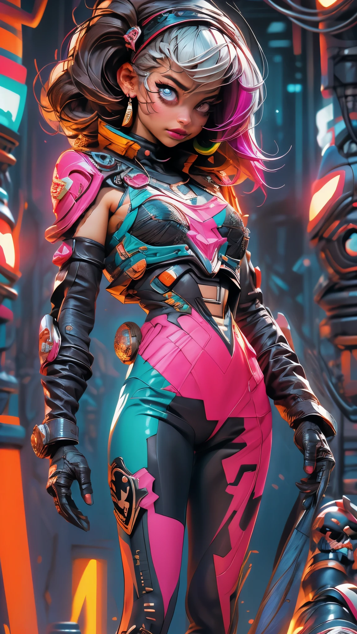 (best quality,realistic:1.2),(best quality,4k,8k,highres,masterpiece:1.2),ultra-detailed, primer plano, plano del rostro, hiper nitido, hiper detallado, A closeup of Kristin Kreuk in a neon suit, Ambiente ciberpunk, cyberpunk with neon lights, Luz cyberpunk brillante, agachado,Vibraciones ciberpunk, Cyberpunk lighting, estilo ciberpunk, neon cyberpunk style, En el estilo cyberpunk, mira ciberpunk, cyberpunk dreamy girl, foto ciberpunk, neon cyberpunk, cyberpunk aesthetic, ropa de calle ciberpunk, cyberpunk aesthetic, estilo de arte ciberpunk, Portero del streetwear cyberpunk,sabes, dedos perfectos,neon hair color, Textura de detalle, detalle del cabello,Pantalon long noir fluo, hermoso rostro,por el WAVY,Detailed neon black shoes..,HDR, 8k, absurdres, cinestill 800, sharp focus, 4k , great details and colours, HDR, 8k, absurdres, cinestill 800, sharp focus, add_detail:2, Ultra HD | | | ((Fullbody-shot)) add_detail:2 (1woman, solo)
