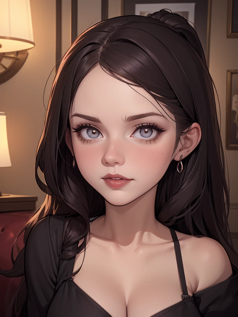 A closeup of a woman in a black top and a black bra, estilo de arte de charlie bowater, Estilo Charlie Bowater, retrato de vampiro, arte do personagem charlie bowater, Alena Aenami e Artgerm, Neoartcore e Charlie Bowater, Charlie Bowater cores ricas e profundas, lazy art style, Artgerm e Tom Bagshawum close de uma mulher com longos cabelos pretos e um colar, amoranto, Bela Delfina, mais conhecido como amoranto, Kailee Mandel, cabelo preto e olhos grandes, profile picture with headshot, jovem linda amoranto, pale and glowing skin, retrato de alta qualidade, com cabelos longos e olhos penetrantes, skin pale as ivory, Sydney Hanson mode white skin tone close-up portrait cartoon style GTA style digital illustration of a woman in a black dress and black hair, linda rainha vampira, linda rainha feminina vampira, gothic maiden, very beautiful gothic top model, beautiful vampira feminina, goth girl, goth girl, gothic maiden of the dark, Gothic style, gothic woman, gothic clothes, gothic outfit, moda vampiro, vampira feminina, wearing a gothic dress Close up of a woman with long hair and a sweater, cabelo castanho encaracolado, linda modelo, retrato de alta qualidade, medium portrait soft light, parece a jovem liv tyler, retrato colorido, linda mulher, cabelo loiro cacheado | d & d, beautiful portrait lighting, uma linda jovem, modelo muito lindo, Retrato de 50mm, medium to long brown curly hair, close-up of a person wearing tie and sweater;, Hermione Granger, inspirado em Hermione Hammond, hermione, Emma Watson as Hermione Granger, Ema!! watson!!, Emma Watson as harry potter, Emma Watson as driada, Emma Watson, portrait photo of Emma Watson, photo of Emma Watson, movie still of Emma Watson, with the face of Emma Watsona cartoon of a woman in a bikini and panties, CO Commission, commission for high resolution, realistic bikini, garota anime sedutora, nico robin, artgerm extremamente detalhado, fofosexyrobutts, Kate Bi