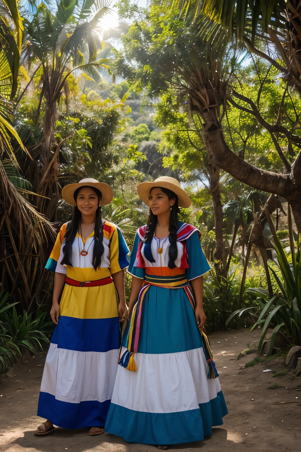 Description of the Painting:
Title: "Libertad en Ecuador"
Escena Principal:
The painting shows a vibrant scene full of life in a typical Ecuadorian landscape.. En el centro, a diverse group of people come together in a celebration of freedom. Vestidos con ropa colorida tradicional, algunos llevan ponchos andinos y sombreros de paja toquilla, while others wear typical costumes from the Amazon and the Coast.

Fondo:
The background is dominated by the majestic Andes, con sus picos nevados brillando bajo el sol. A un lado, you can see part of the lush Amazon, with its dense vegetation and exotic fauna such as toucans and brightly colored butterflies. Al otro lado, the Pacific Ocean stretches towards the horizon, con olas suaves que reflejan los tonos del cielo.

Symbolic Elements:
The Andean Condor: Volando alto en el cielo, The condor symbolizes freedom and connection with the ancestral spirit.
Bandera de Ecuador: Varias personas en la multitud sostienen con orgullo la bandera de Ecuador, los colores amarillo, azul y rojo ondeando al viento.
Quipu y Flores: Alrededor del grupo central, hay elementos culturales como un quipu (herramienta ancestral de registro) y flores nativas como la rosa ecuatoriana, symbolizing the cultural and natural wealth of the country.
Rayo de Luz: Un rayo de luz solar atraviesa las nubes, iluminando a la gente y el paisaje, simbolizando esperanza y claridad en el camino hacia la libertad.
Atmosfera:
The painting is full of bright, contrasting colors that attract attention. El cielo tiene un degradado que va del azul claro al anaranjado del atardecer, creating a warm and inviting atmosphere. The expression of joy and unity on people&#39;s faces conveys a powerful message of freedom and community.