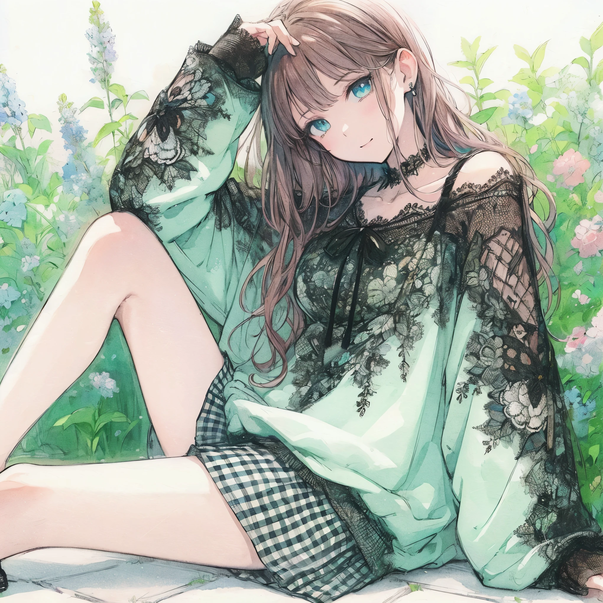 Official art using high-quality hand-drawn watercolor sketch techniques. (best quality,4k,8k,highres,masterpiece:1.2),ultra-detailed,beautiful detailed eyes,A girl with beautiful eyes, everyone, beautiful anime girl, cute anime girl, smooth anime art, anime style, elegant colors, soft lighting, delicate beautiful wet eyes, very coquettish, (beautiful large breast:1.2), (correct hands:1.2),