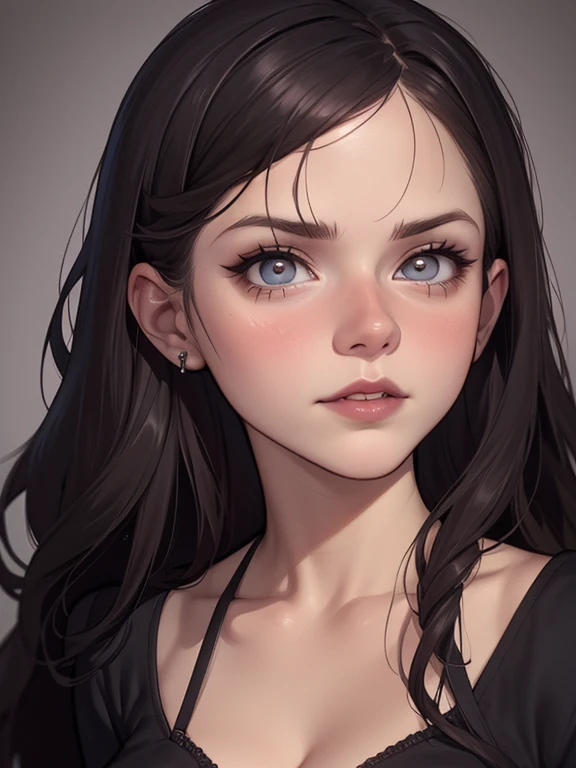 A closeup of a woman in a black top and a black bra, estilo de arte de charlie bowater, Estilo Charlie Bowater, retrato de vampiro, arte do personagem charlie bowater, Alena Aenami e Artgerm, Neoartcore e Charlie Bowater, Charlie Bowater cores ricas e profundas, lazy art style, Artgerm e Tom Bagshawum close de uma mulher com longos cabelos pretos e um colar, amoranto, Bela Delfina, mais conhecido como amoranto, Kailee Mandel, cabelo preto e olhos grandes, profile picture with headshot, jovem linda amoranto, pale and glowing skin, retrato de alta qualidade, com cabelos longos e olhos penetrantes, skin pale as ivory, Sydney Hanson mode white skin tone close-up portrait cartoon style GTA style digital illustration of a woman in a black dress and black hair, linda rainha vampira, linda rainha feminina vampira, gothic maiden, very beautiful gothic top model, beautiful vampira feminina, goth girl, goth girl, gothic maiden of the dark, Gothic style, gothic woman, gothic clothes, gothic outfit, moda vampiro, vampira feminina, wearing a gothic dress Close up of a woman with long hair and a sweater, cabelo castanho encaracolado, linda modelo, retrato de alta qualidade, medium portrait soft light, parece a jovem liv tyler, retrato colorido, linda mulher, cabelo loiro cacheado | d & d, beautiful portrait lighting, uma linda jovem, modelo muito lindo, Retrato de 50mm, medium to long brown curly hair, close-up of a person wearing tie and sweater;, Hermione Granger, inspirado em Hermione Hammond, hermione, Emma Watson as Hermione Granger, Ema!! watson!!, Emma Watson as harry potter, Emma Watson as driada, Emma Watson, portrait photo of Emma Watson, photo of Emma Watson, movie still of Emma Watson, with the face of Emma Watsona cartoon of a woman in a bikini and panties, CO Commission, commission for high resolution, realistic bikini, garota anime sedutora, nico robin, artgerm extremamente detalhado, fofosexyrobutts, Kate Bi