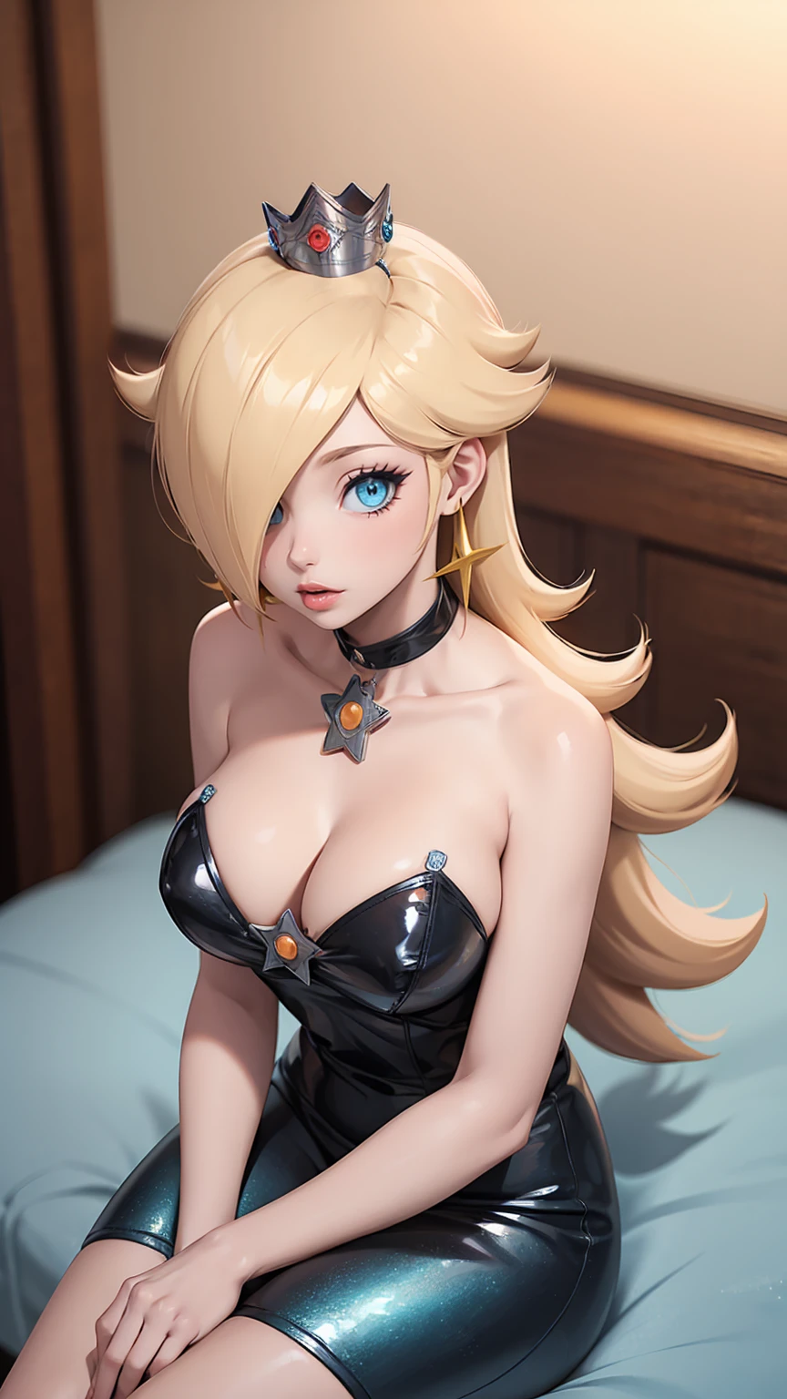 ((high detailed, best quality, 4k, masterpiece, hd:1.3)), ((best quality)), (((HD))), (((8k))), (ultraDH), (ultra HD), Snowy Forest background, snowflake pattern, blue eyes, BREAK blue eyes, seductive, attractive, smooth anime cg art, 36C , long legs, vivid colors, detailed digital art, slim body, perfect skin, blonde hair, long hair, light hair, blonde hair, BREAK crown, cleavagleavage, lookiewer, BREAK looking at viewer, extremely detailed face, earrings, gem, dark black makeup lips, dark gothic eyeshadows, dark eyeshadows, black eyeshadows, black sexy lips, dark lips, v dark lips, (perfect hands, perfect anatomy), black makeup, black medium lips, black thick lips, detailed fingers, five fingers per hand, 5 fingers, (1 girl), detailed lips, detailed black lips, black painted lips, gothic painted lips, BREAK night, night sky, (breast focus), (arms outst:1.2), (from above:1.1), (breasts out:1.3), (off shoulder:(blue clothes)), ((light blue bra)), ((blue bra)), ((crown on a head)), ((crown)), ((visible crown)),