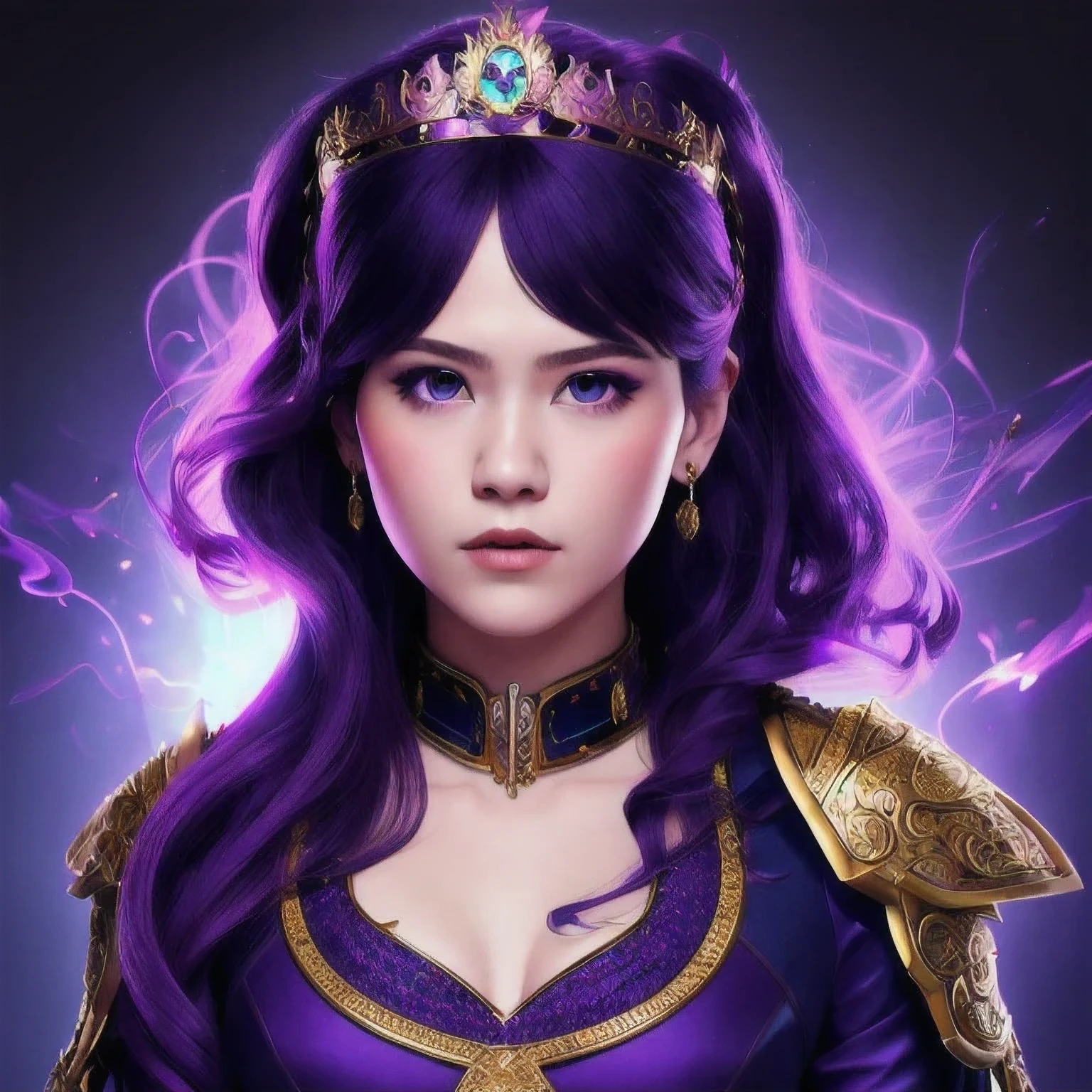 a 18 years old in a purple dress holding a dragon, wlop and ross tran, ross tran 8 k, fantasy art style, chengwei pan on artstation, a beautiful fantasy empress, ross tran and wlop, ruan jia and artgerm, the dragon girl portrait, ig model | artgerm, artgerm and ruan jia,beautiful 1girl bangs blue eyes closed mouth ear piercing earrings grey background hair ornament jewelry lips looking at viewer military military uniform nose piercing portrait realistic short hair simple background solo upper body