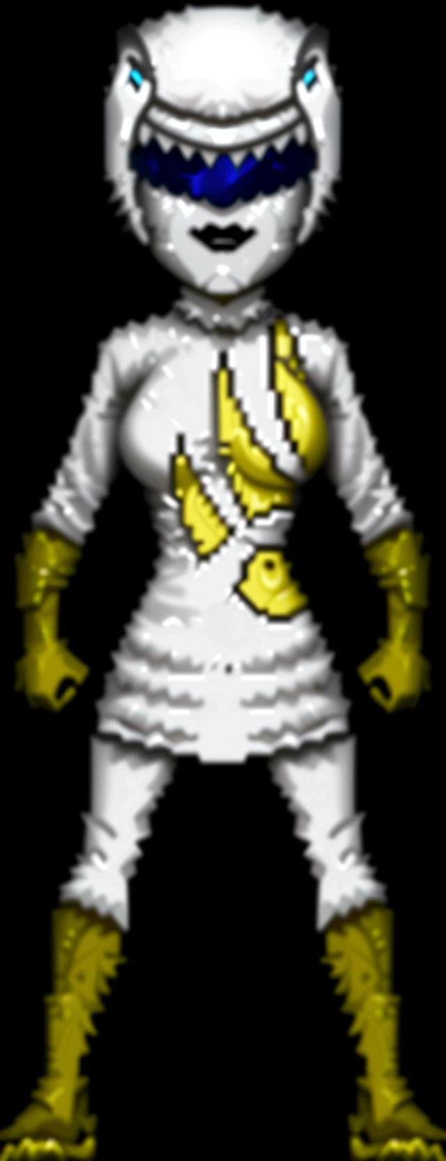 a close up of a person in a white suit with yellow gloves, heavy white and golden armor, detailed white armor, intricate white and gold armor, intricate white armor, streamlined white armor, full body sprite, skintight silver armor, white plated armor, ornate white and gold armour, entire body, snake-face female guard, clothed in ethereal battle armor