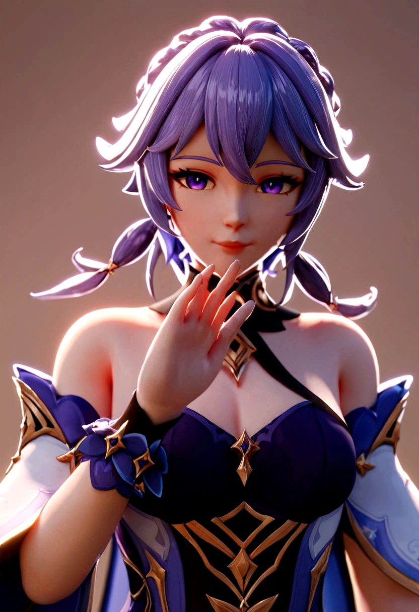 score_9, score_8_up, score_7_up, anime, 3D anime, fantasy, ultra detailed, ultra quality, ultra resolution, cinematic lighting, female, beautiful, Dramatic lighting, cute pose, chevreuse, genshin impact, Pyro eLEMENTS, purple hairs