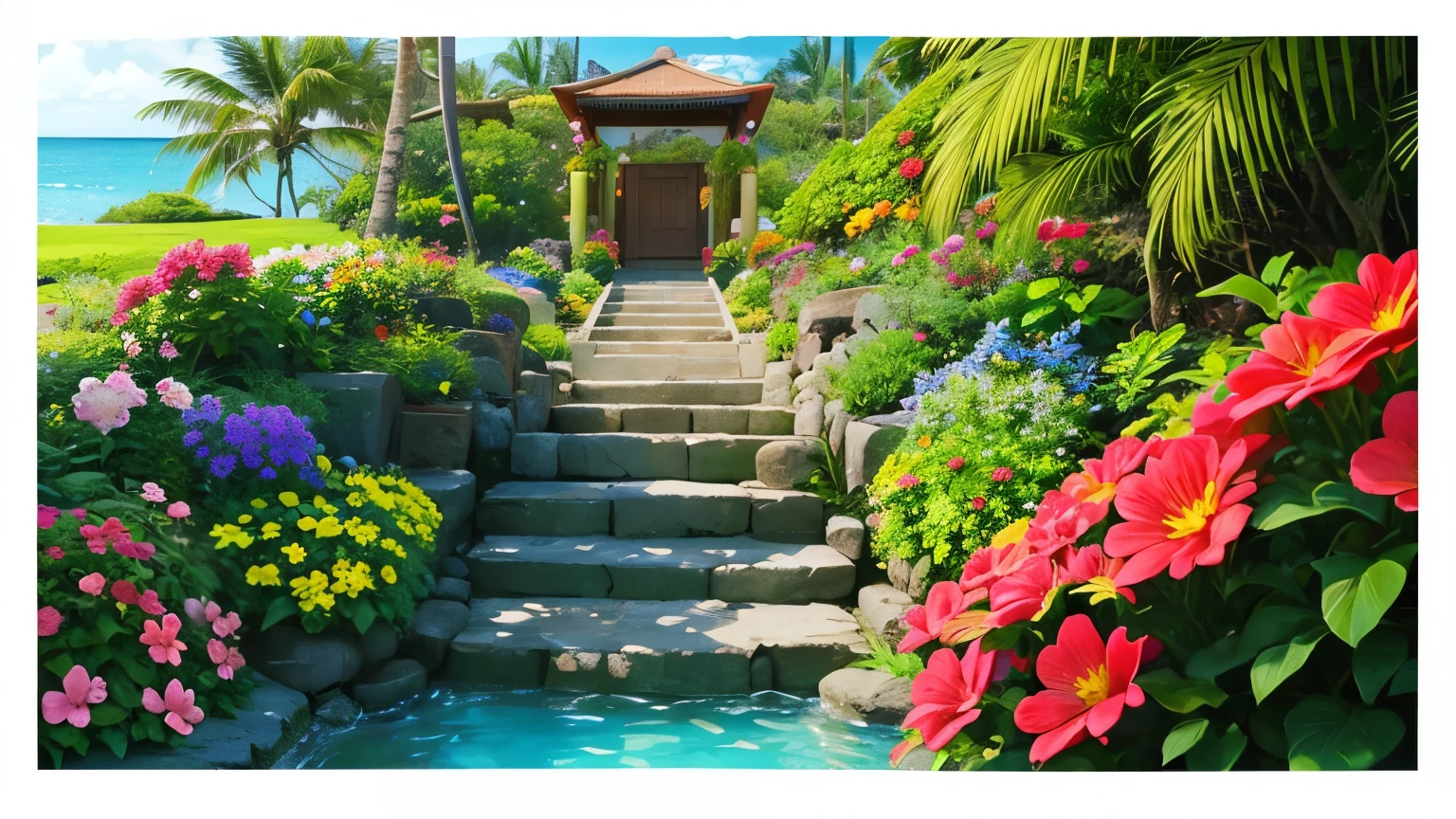 Hawaii　Garden with colorful flowers