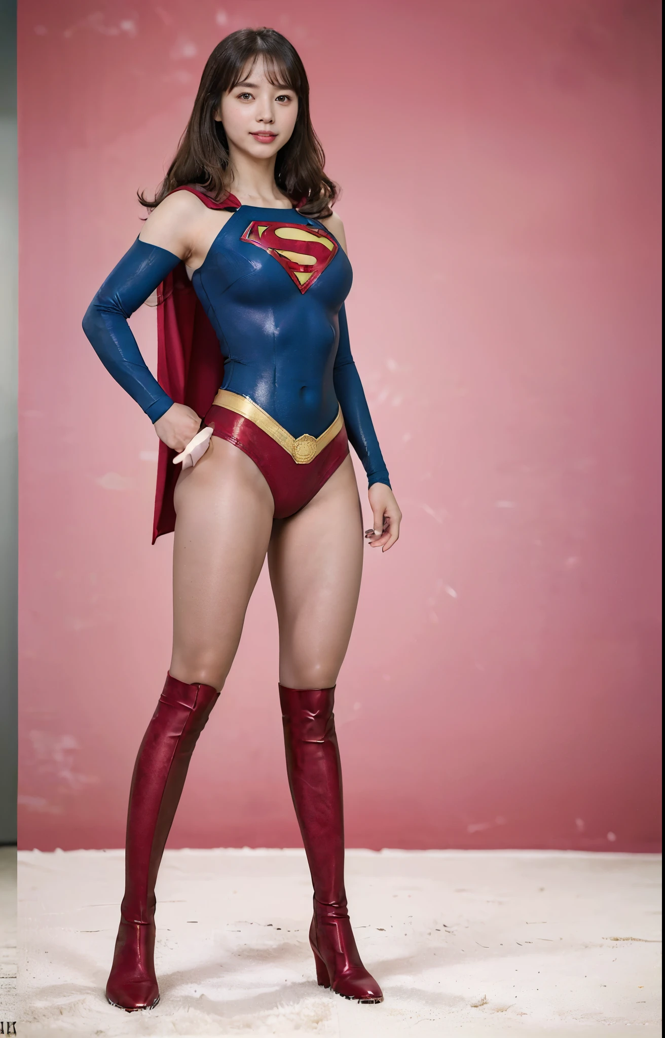 No background、(((Beautiful legs in black tights.)))、(((Legally express the beauty of your smile)))、((((Make the most of your original images)))、(((体にぴったりフィットするSupergirl Costume)))、(((Supergirl Costume)))、(((Beautiful twin tail hairstyle)))、(((She is winking cutely.)))、(((Please wear black tights....、Wear red boots)))、((Best image quality、8k))、((highest quality、8k、masterpiece:1.3))、(((Preserve background )))、Sharp focus:1.2、Beautiful woman with perfect figure:1.4、Slim Abs:1.2、Wet body:1.5、Highly detailed face and skin texture、8k