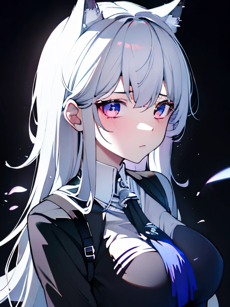 White Hair,Black Shirt,My face is hazy,Fleeting atmosphere,background,A little creepy atmosphere,Hollow Eyes,ennui,A girl around 18 years old,Mature,A languid atmosphere