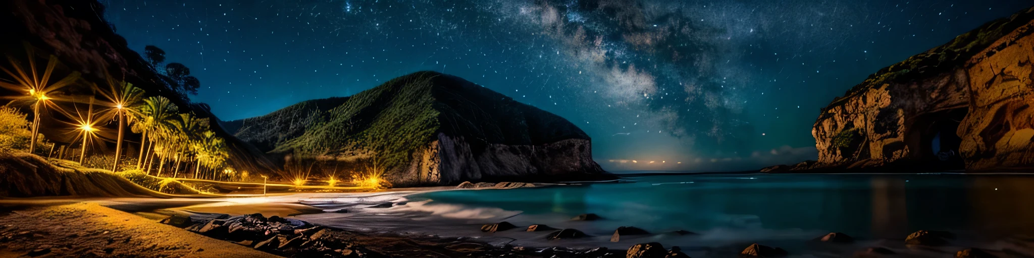 La mejor calidad, Obra maestra, Beautiful wild and natural fantasy landscape with bright lights