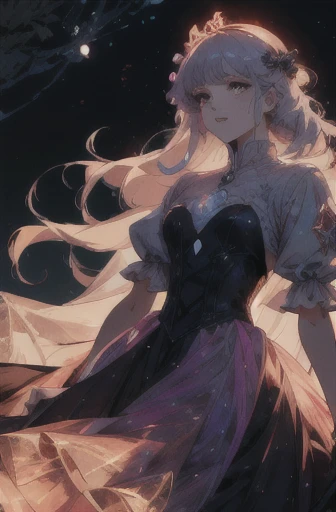 Princess, magical, fantasy, war, blood, floating hair, epic, burning village, anger, madness, midnight