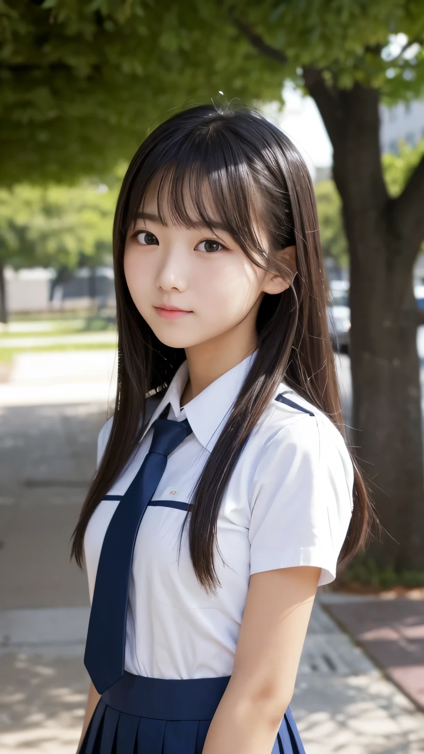 medium full shot of Cute high school girl in high , at school, associated press photo, sharp/prickly, eye-catching , ,clean setting, minimalistic style, --s 750 --v 6.0
