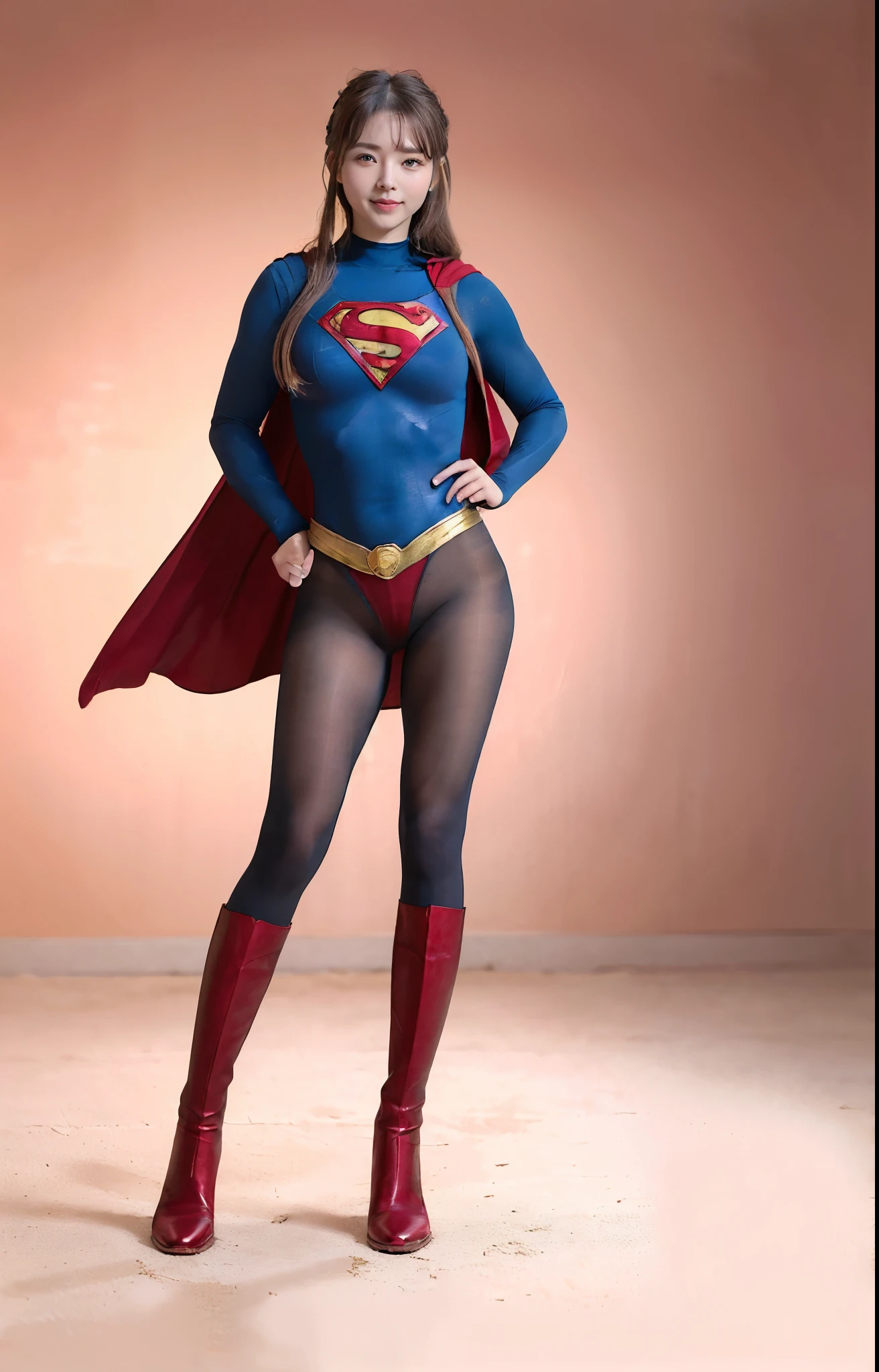 No background、(((Beautiful legs in black tights.)))、(((Legally express the beauty of your smile)))、((((Make the most of your original images)))、(((体にぴったりフィットするSupergirl Costume)))、(((Supergirl Costume)))、(((Beautiful twin tail hairstyle)))、(((She is winking cutely.)))、(((Please wear black tights....、Wear red boots)))、((Best image quality、8k))、((highest quality、8k、masterpiece:1.3))、(((Preserve background )))、Sharp focus:1.2、Beautiful woman with perfect figure:1.4、Slim Abs:1.2、Wet body:1.5、Highly detailed face and skin texture、8k