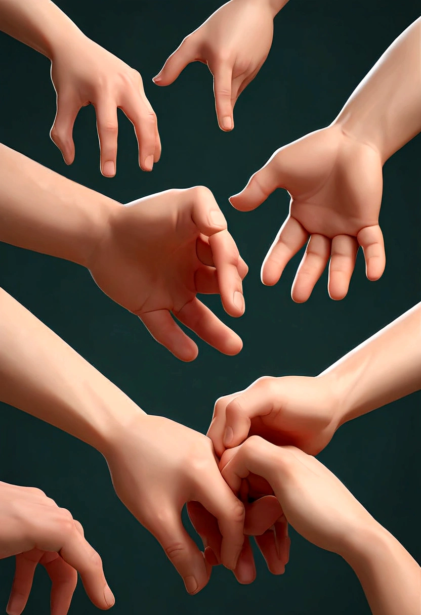 High detail of the hands, Human Hand, low poly hands, Correction hand, gesture, Hand Model, Extreme hand details, detailed and realistic hands, Hand close-up, Animation style rendering, number, elegant hands, Pixar style。Cartoon 3D。8K