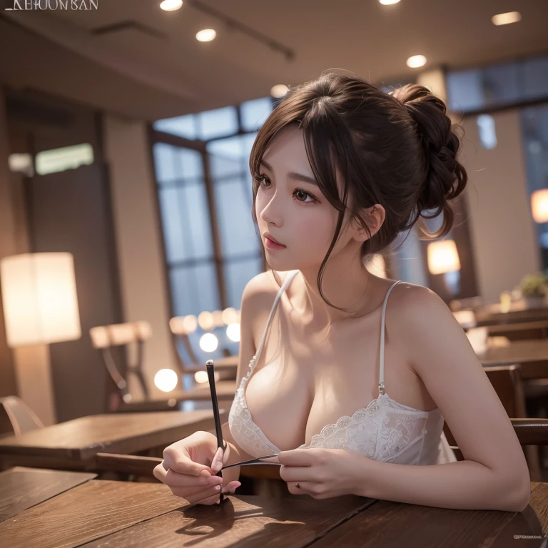 Tabletop、highest quality、figure、 Ultra-detailed、High resolution、8k wallpaper、Perfect dynamic composition,、Beautiful fine details、Women&#39;s Fashion Winter、ponytail、(Beautiful big breasts:1.3)、Natural color lip、Bold sexy pose、20-year-old girl、cute、sexy shot looking at camera、No underwear on chest
