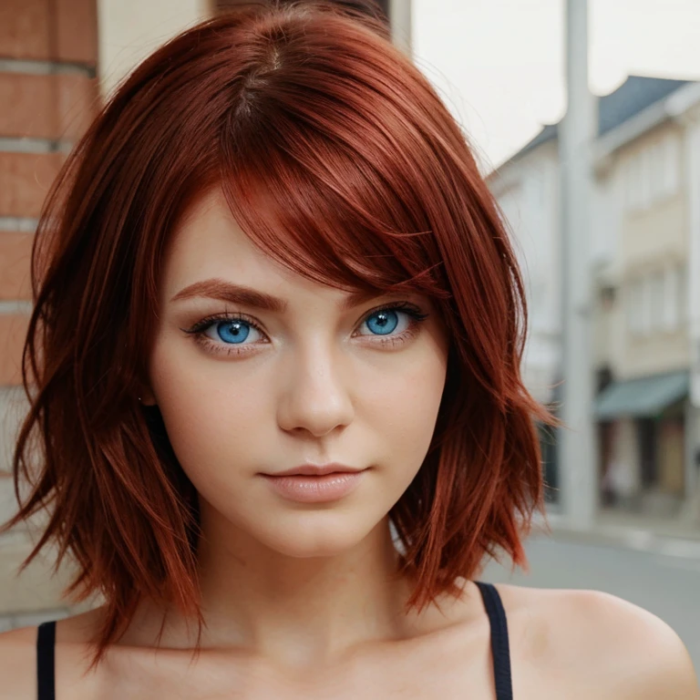 change your hair color to red . blue eyes