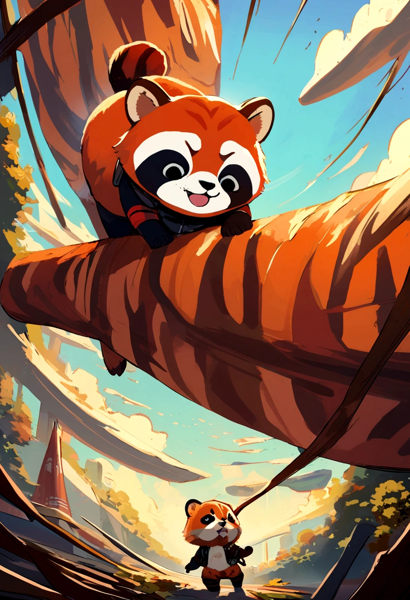 red panda; pixar; anime; ski; expressionistic