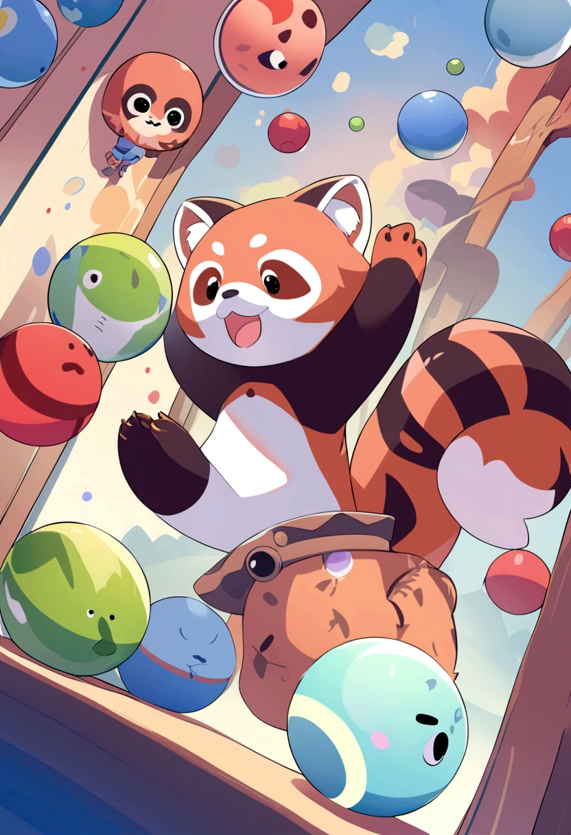 red panda; pixar; anime; socker; ball; expressionistic