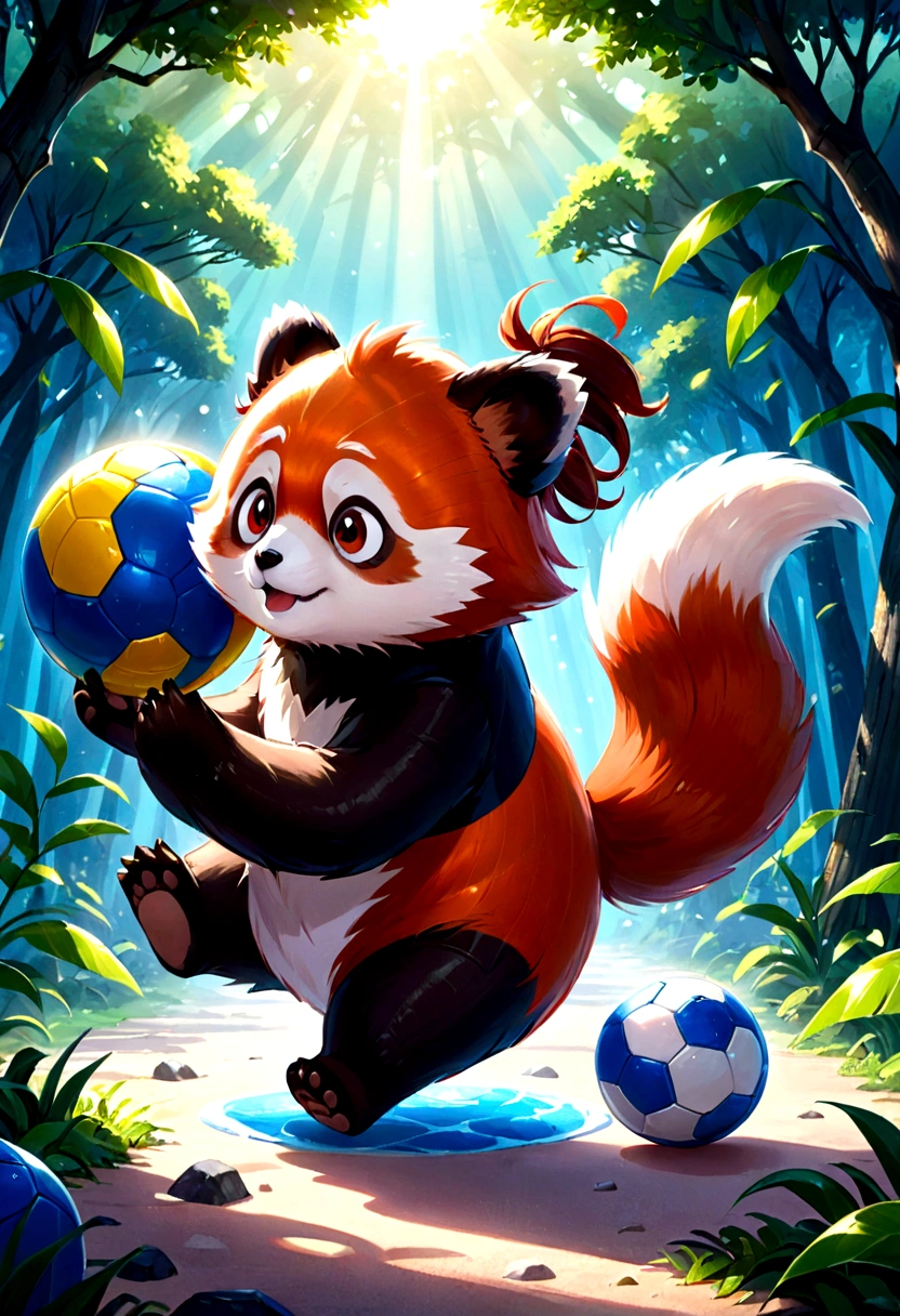 red panda; pixar; anime; socker; ball; expressionistic