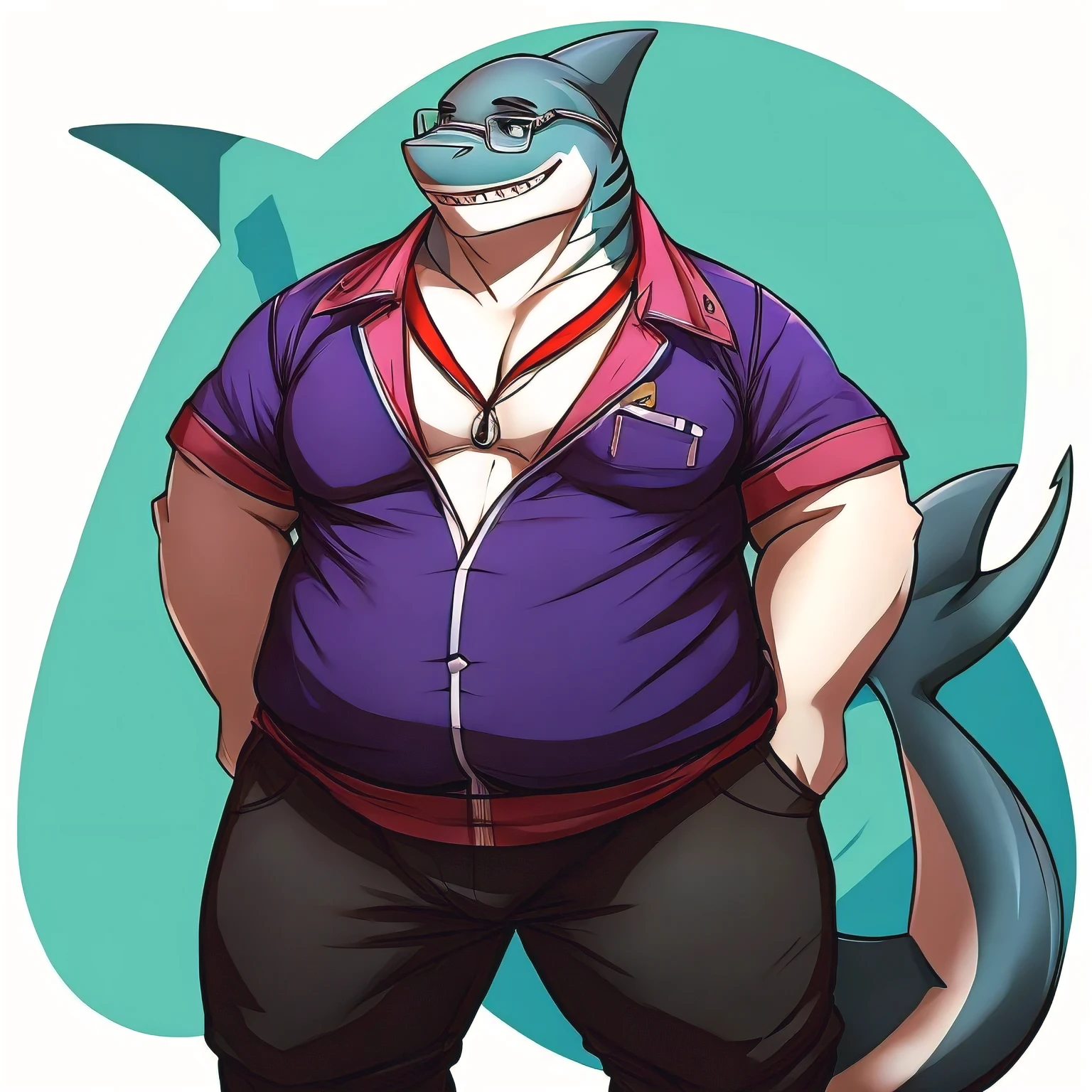 shark wearing glasses chubby