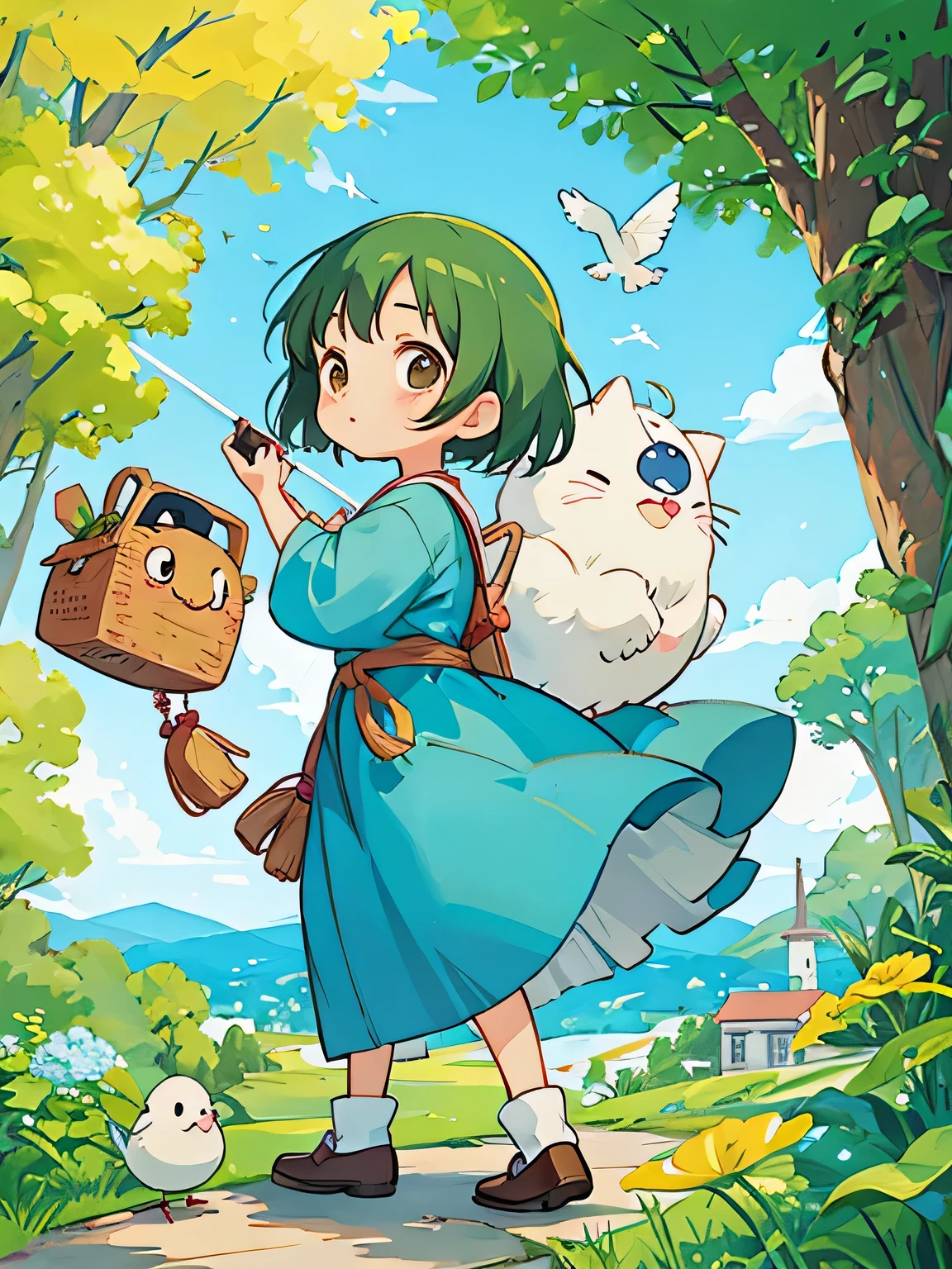 Hayao Miyazaki、Kawaii Design, most beautiful girl ever、Chibi, birdie、High walls