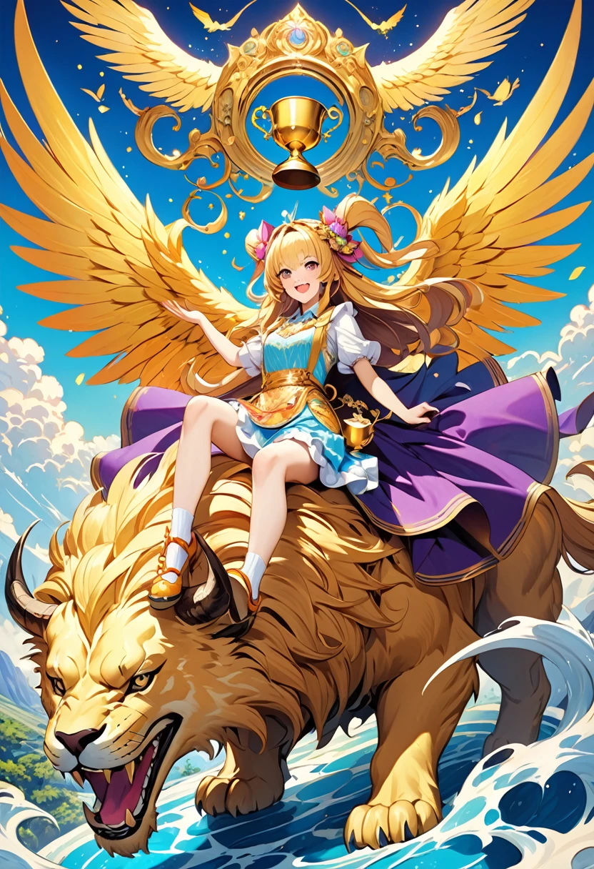 Realistic, (Masterpiece, Top Quality, Best Quality, Official Art, Beautiful and Aesthetic: 1.2), Very Detailed, Fractal Art, Colorful, Most Detailed, Leo, (Abstract Background: 1.5),red cherry hair, bright eyes, earnest, combed back,long Curly hair,bangs,magical gold Leo astrolabe, fantasy, gold trim, Style and Decoration for Leo, delicate refective and high glass guardrail board,((boots with chain and pearl))