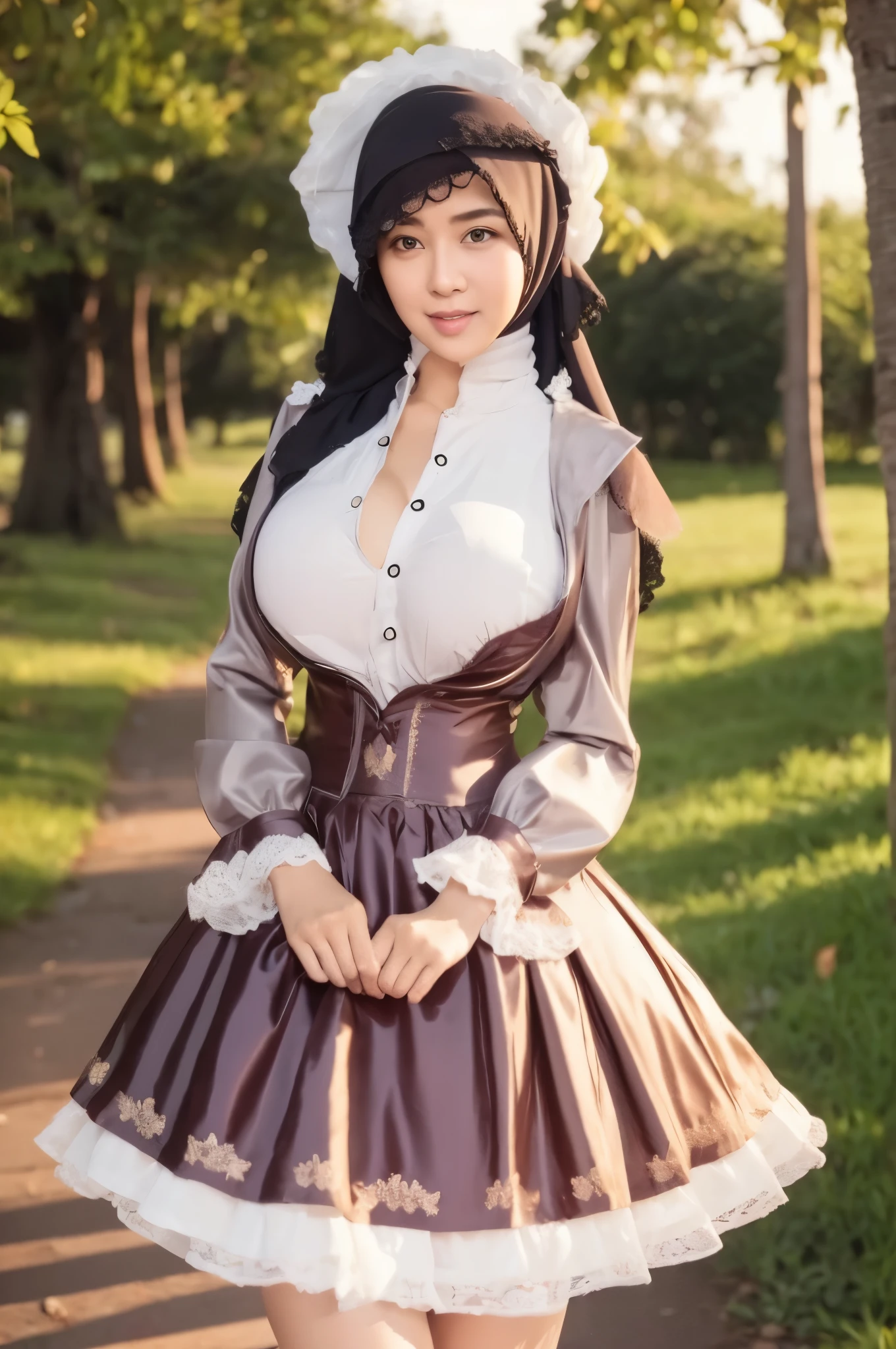 50 years Old, Hijab Indonesian mature woman, Big Tits : 66.9, Gamis, Breast out from her clothes : 1.9, at doctor office, Dark light, at Nighttime