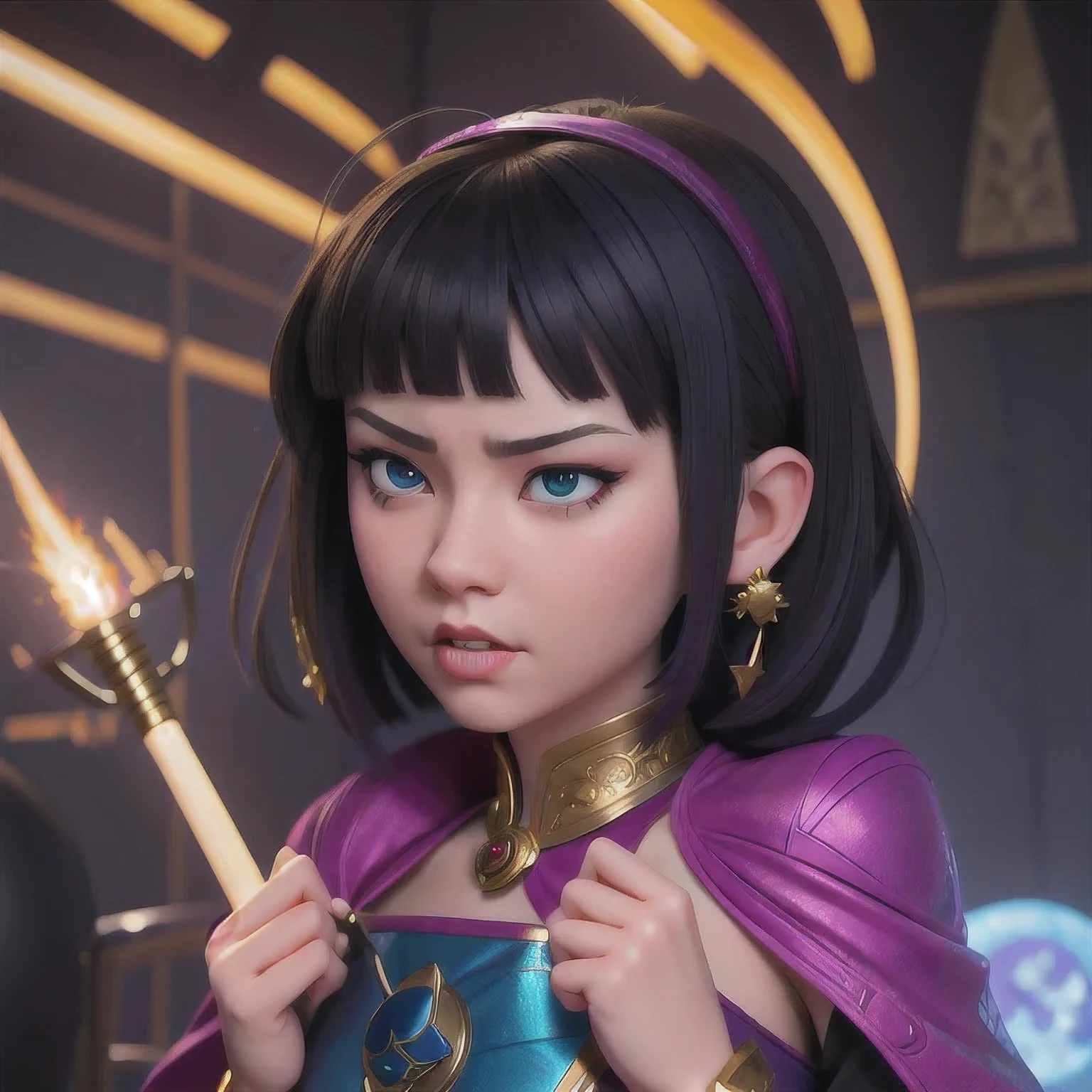 (((Disgusted look)))there is a 18 years old in a purple dress holding a dragon, wlop and ross tran, ross tran 8 k, fantasy art style, chengwei pan on artstation, a beautiful fantasy empress, ross tran and wlop, ruan jia and artgerm, the dragon girl portrait, ig model | artgerm, artgerm and ruan jia，beautiful 1girl bangs blue eyes closed mouth ear piercing earrings grey background hair ornament jewelry lips looking at viewer military military uniform nose piercing portrait realistic short hair simple background solo upper body