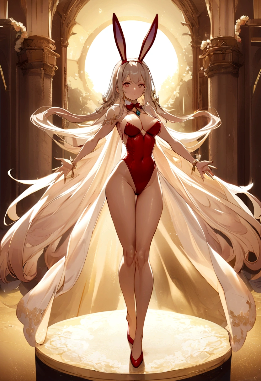 high image quality, Cute and beautiful, beautiful breasts, Girl with bunny ears, full length esbian body, spread your arms、Two arms、perfect anatomy
