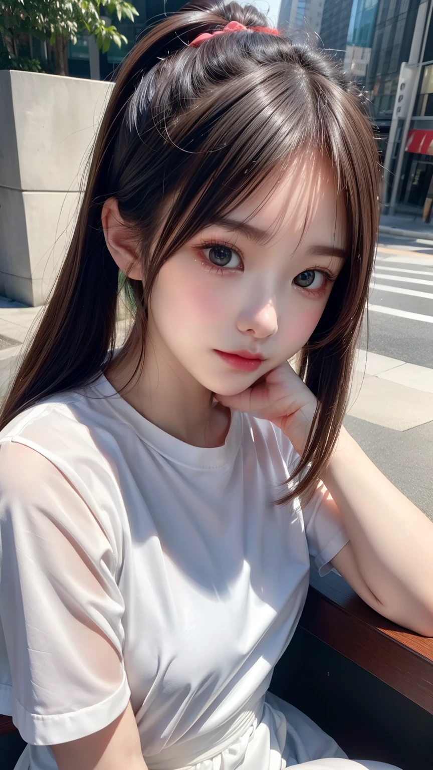 (8k, RAW Photography,top-quality, hight resolution:1.1), (hyper realisitic:1.4),(realisitic, Photorealsitic:1.3), Soft light,lifelike face,Realistic body,real looking skin,absurderes,masterpiece,(cute little:1.8),(Slouched:1.8),(From above:1.2),(a closeup:1.4),all-fours,pov,(Detailed white loose t-shirt:1.2),(beautiful nipple slips:0.9),(length hair,poneyTail),(huge-breasted:1.2),valley,Detailed black eyes,Innocent eyes,drooing eyes,Teardrops,Open lips,blusher,well-styled,Cinema Lights,Film Grain,a closeup,looking at viewert,full bodyesbian,depth of fields, blurry backround,eyes focus,young,85mm lens, F/1.4,professionally lit,portlate,Photon Mapping,Radio City,physically-based renderingt,Transparency,a japanese girl,daytime,Sunnyday,cafes,Starbucks,Green apron,coffee