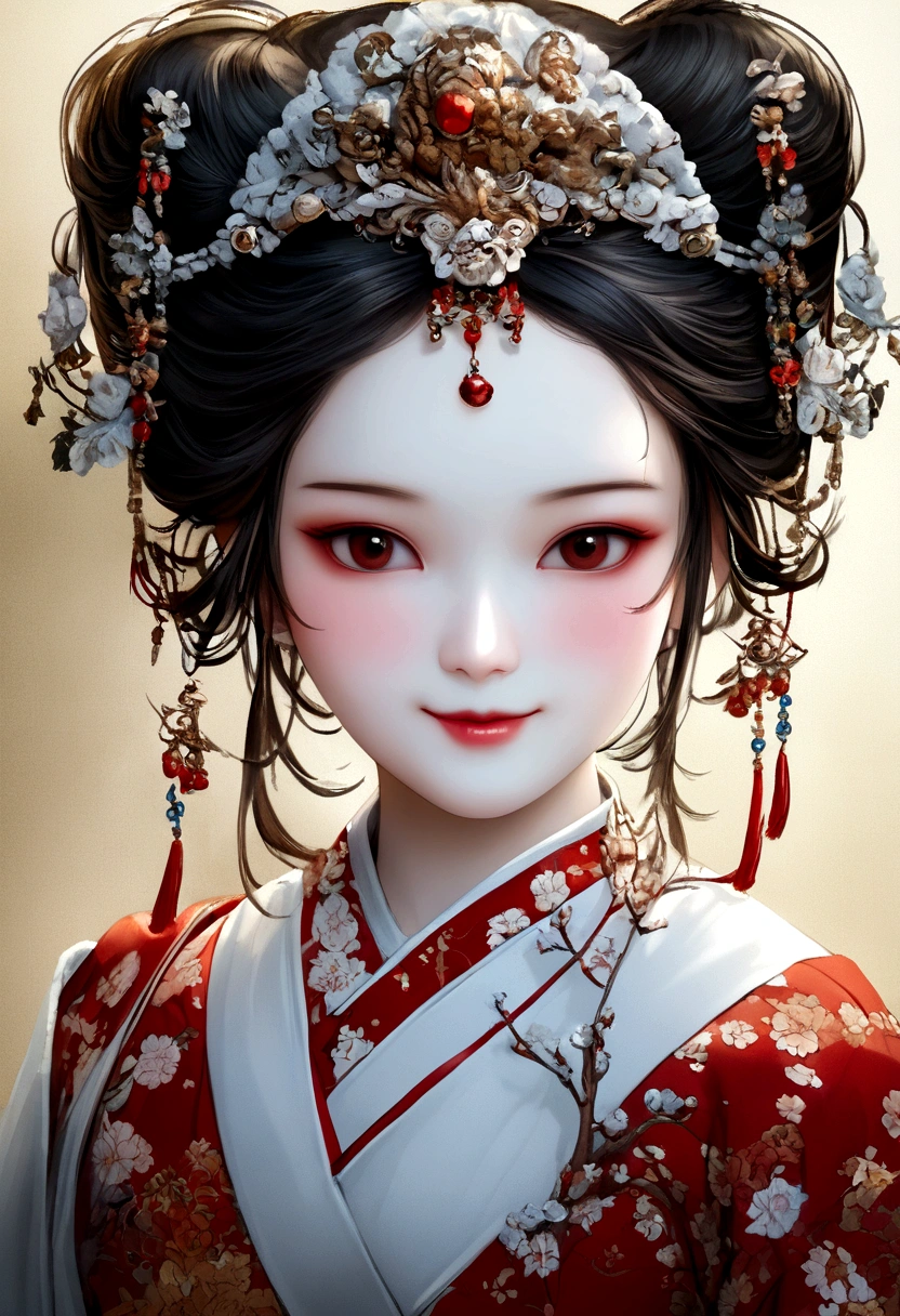 Reminiscent of Minami Hamabe、Long black hair and wearing a kimono、The woman with a terrifying smile、Reproduced in a realistic and detailed style.。