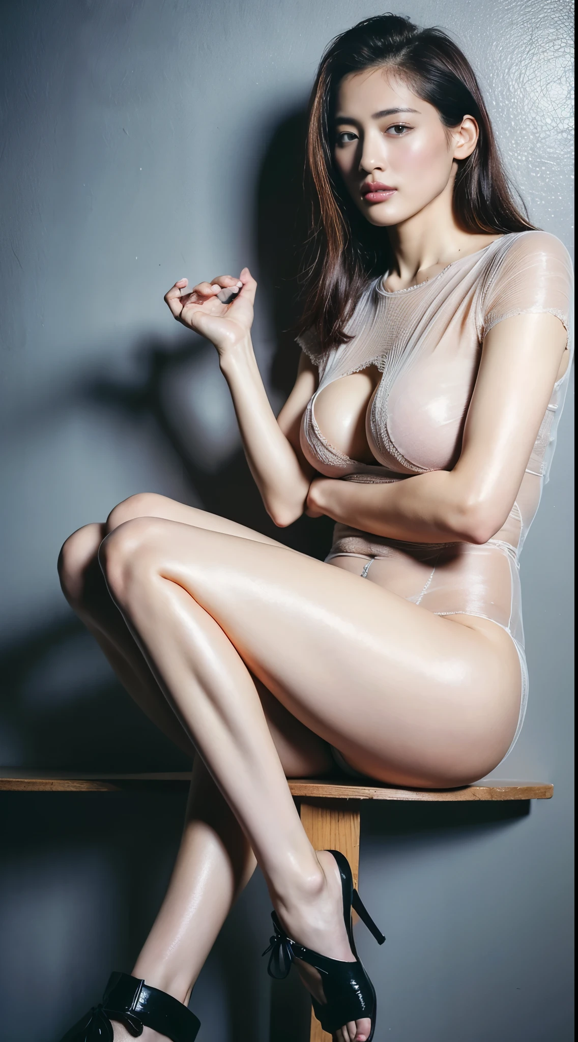 ((Midnight, pain, 8k, masterpiece:1.3)), Esbian all over, Long legs, Four Colors:1.2, Beautiful woman with perfect figure:1.4, Slim Abs:1.1, ((Dark brown hair, Huge boobs:1.2 )), (Sheer Lingerie, Transparent panties, Stand on your own two feet:1.2), ((Cityscape, here:1.3)), Highly detailed face and skin texture, Detailed eyes, double eyelid、((Delicate photo)),(Detailed RAW photos of girls), (Tabletop:1.25), (highest quality:1.6), (超A high resolution:1.5), (Realistic:1.75), 8k resolution, Canon EOS R5, 50mm, Absurd, Ultra-detailed,Cinema Lighting,