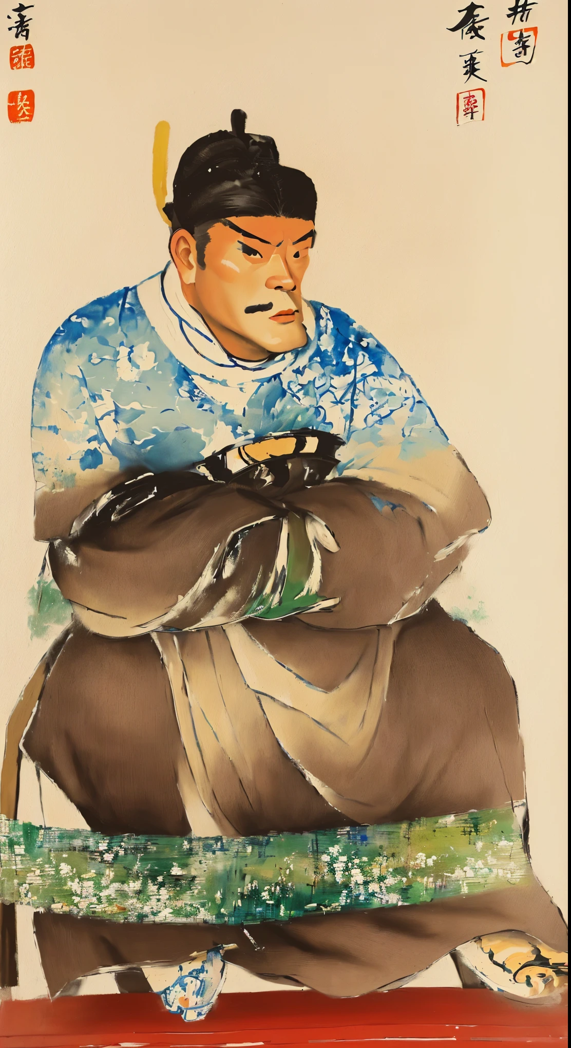 Close-up of a painting,Painting of a man sitting on a bench, Song, author Ryūkōsai Jokei, author:Chunguang Zhai Beizhou, author:Eishosaicho Airport, author:Sichuan Nabe Kyousai, author:Dongyang, Selangor, Tang Dynasty