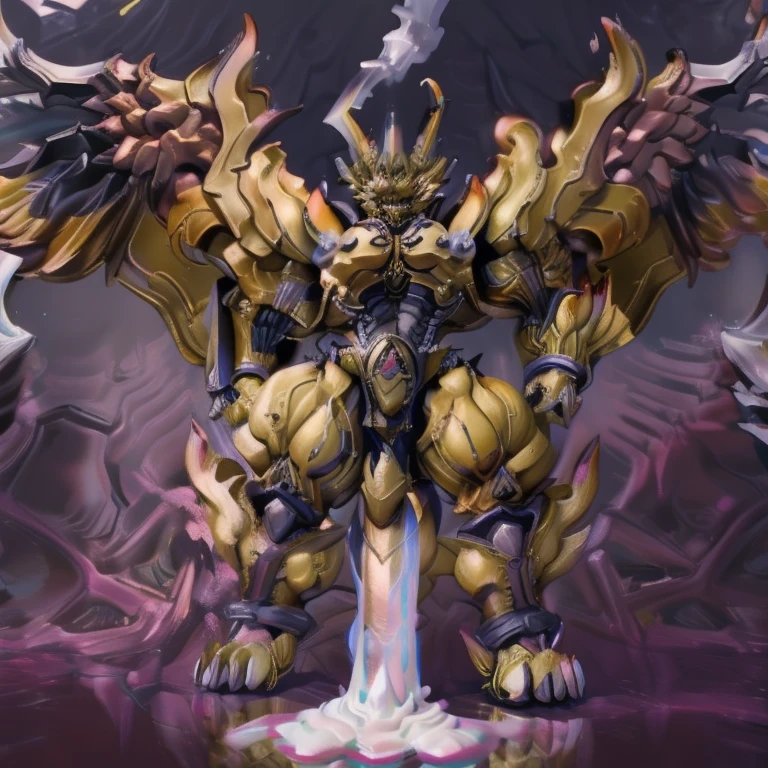 (masterpiece. official art. 8k. best quality. detailed full body. full body.)

(situation 1 : dominating GARO. GARO is over 1000 meters long. focus GIANT mechanical Muscular GARO is trampling the city. Looking down. macro. stomp. Low-angle perspective. emphasizing the immense size.)

(situation 2 :smoke and flames rising from the destruction in the city)

(Additional details 2: (Detailed head. Detailed Body. Detailed abs. gigantic muscles. HYPER MUSCLES. Gigachad Muscular. big muscle. pecs. triceps. traps. unusually developed muscular body. body full of huge muscles. showing off muscles. pectorales enormes. Exaggeratedly huge muscles. huge muscles. long legs.).

(Additional details 3: Spread wings. It has wings. have big wings. The claws are sharp. Sharp teeth.5 toes.).

(Additional details 4: black color hyper penis. hyper black penis. big penis)

(Additional details 5: wearing a full-face helmet. a fantasy-style biomecha armored combat suit. composite layered chest armor, fully enclosed shoulder guards, hero in anime style, perfect body proportions, golden ratio)

(Additional details 6 : Spraying hyper cum up everywhere into the sky from his erect penis. wide spray of cum, covered in cum, cum splashing in front of camera, crowd of naked muscular male spectators, bukkake, City is under a thick later of cum.)