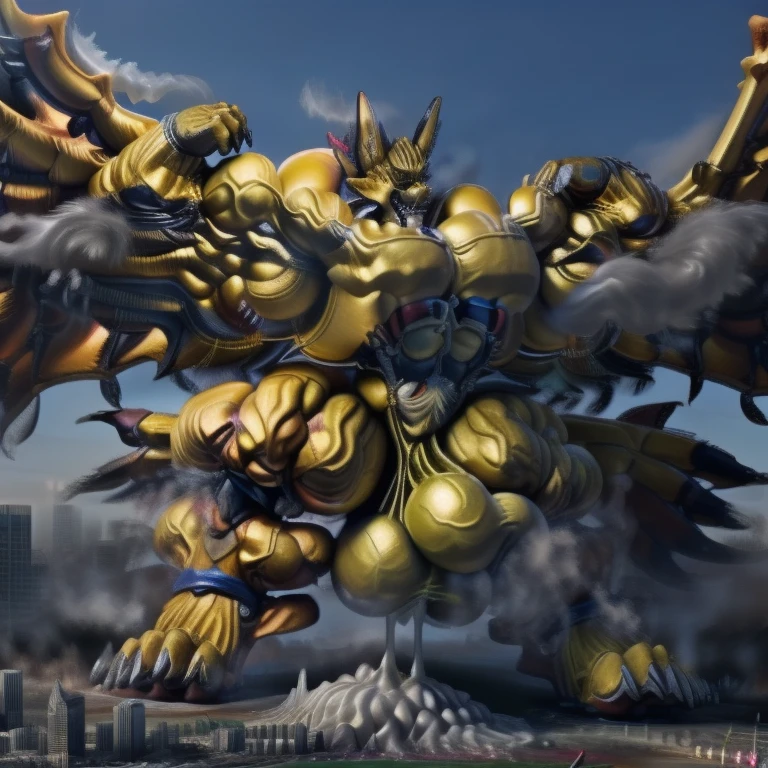 (masterpiece. official art. 8k. best quality. detailed full body. full body.)

(situation 1 : dominating GARO. GARO is over 1000 meters long. focus GIANT mechanical Muscular GARO is trampling the city. Looking down. macro. stomp. Low-angle perspective. emphasizing the immense size.)

(situation 2 :smoke and flames rising from the destruction in the city)


(Additional details 2: (Detailed head. Detailed Body. Detailed abs. gigantic muscles. HYPER MUSCLES. Gigachad Muscular. big muscle. pecs. triceps. traps. unusually developed muscular body. body full of huge muscles. showing off muscles. pectorales enormes. Exaggeratedly huge muscles. huge muscles. long legs.).

(Additional details 3: Spread wings. It has Golden wings. have big wings. The claws are sharp. Sharp teeth.5 toes.).

(Additional details 4: golden dick, golden cock, golden hyper penis. hyper black penis. big penis)

(Additional details 5: wearing a full-face helmet. a fantasy-style biomecha armored combat suit. composite layered chest armor, fully enclosed shoulder guards, hero in anime style, perfect body proportions, golden ratio)

(Additional details 6 : Spraying hyper cum up everywhere into the sky from his erect penis. wide spray of cum, covered in cum, cum splashing in front of camera, crowd of naked muscular male spectators, bukkake, City is under a thick later of cum.)