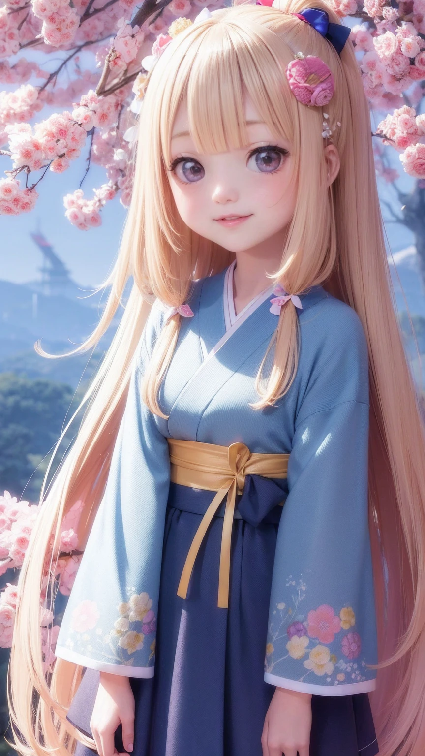 kawaii girl japan,cute to see,Beautiful smile,anime,4k,Flower Background,long hair,Big eyes, 32k,khd,white balance