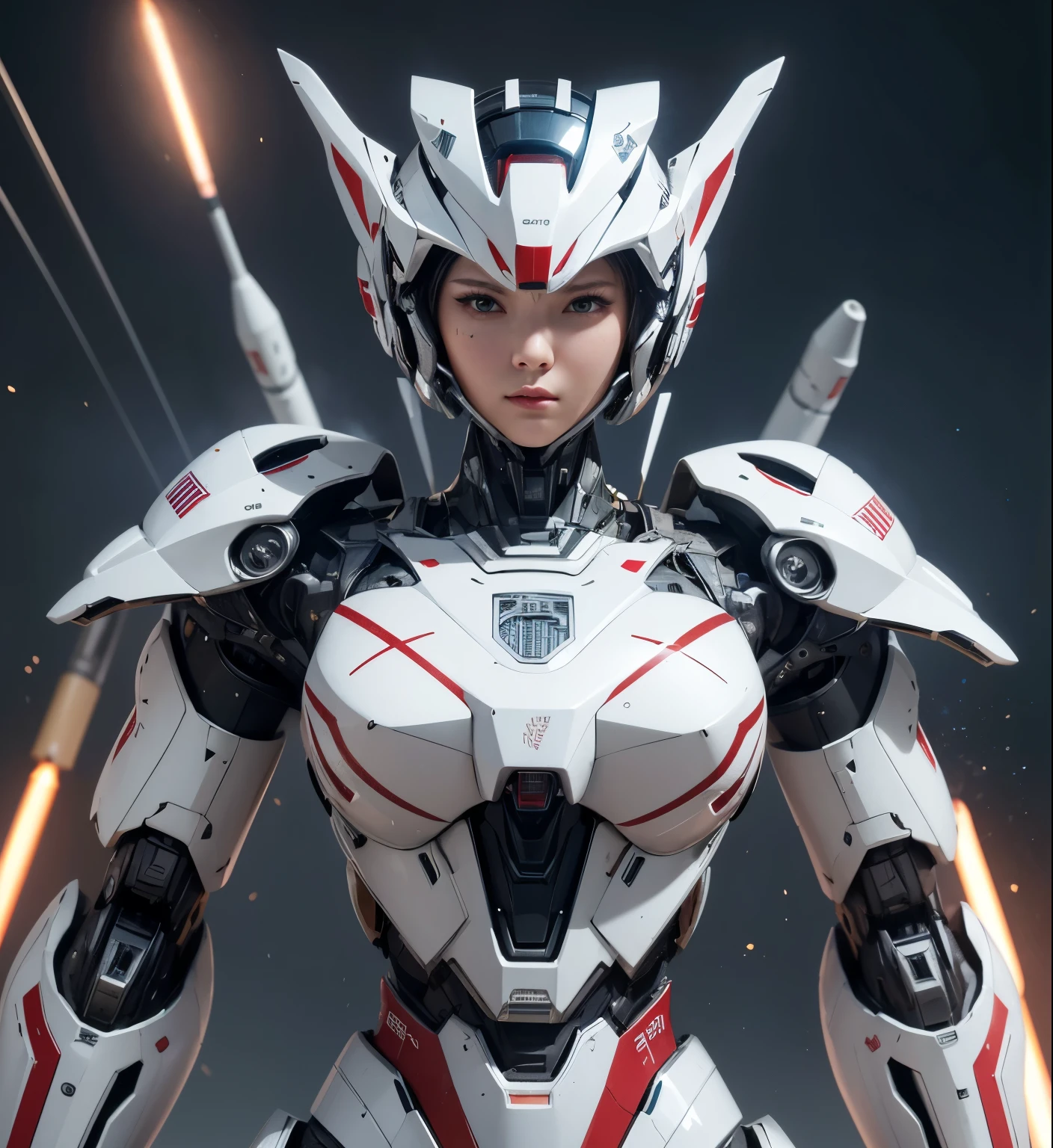  Super detailed, advanced details, high quality,  High resolution, 1080p, hard disk, beautiful,(Humanoid Weapons),Armor War,(Rocket Missile),beautiful robot girl,Capture the big picture,beautiful,Mecha cyborg girl,battle mode,Mecha body girl,She is wearing a futuristic war machine weapon mecha
