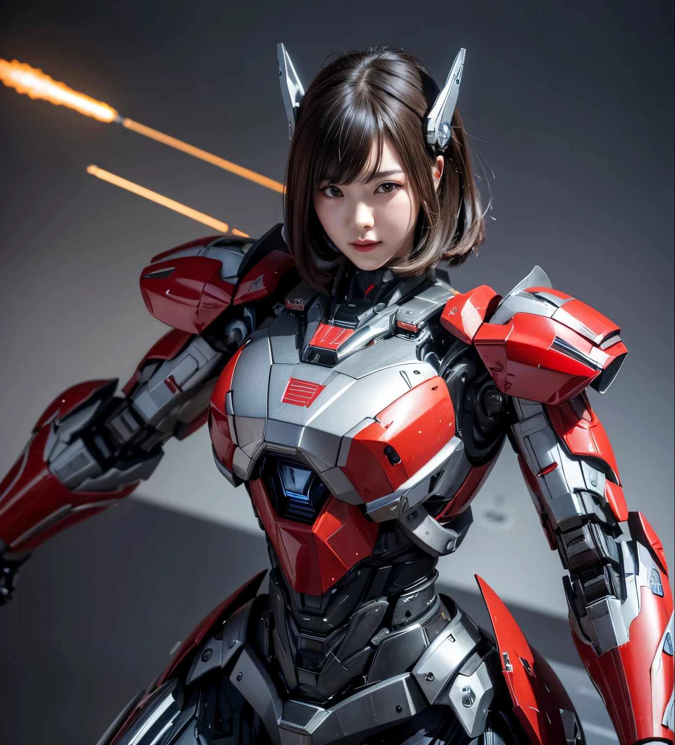 Super detailed, advanced details, high quality,  High resolution, 1080p, hard disk, beautiful,(war machine),Armor War,(Rocket Missile)Capture the big picture,beautiful,Mecha cyborg girl,battle mode,Mecha body girl,She is wearing a futuristic war machine weapon mecha
