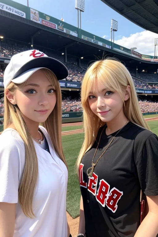 Caucasian、female、Blonde、baseball