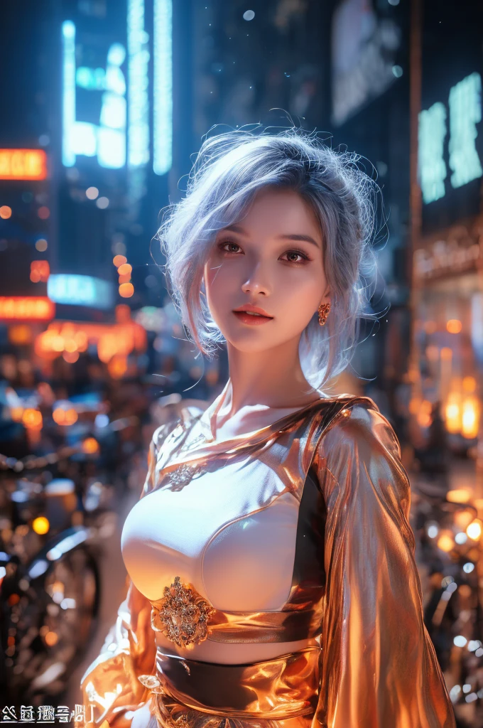 highest quality、8k Masterpiece、超A high resolution、(Photorealistic:1.3)、RAW Photos、1 girl、Silvery white hair、Glowing Skin、1. Super-beautiful Cyberpunk Soldiers、((Ultra-Realistic Details))、Portrait、Global Illumination、Shadow、Octane Rendering、8k、Super sharp、Metal、Cold colors、Very intricate details、Realistic Light、CGSoation Trend、Beautiful and shining eyes、Beautiful breasts、To the camera、Neon Details、smile、Super kind、whole body、Crimson Hanfu、Swaying in the Wind、20-year-old、Fantasy、The background is the rooftop of a Manhattan building.beautiful woman, photorealistic, highly detailed, beautiful face, intricate details, hyperrealistic, striking pose, flawless skin, mesmerizing eyes, luscious lips, elegant figure, cinematic lighting, dramatic shadows, sensual, graceful, captivating gaze, alluring, visually stunning, breathtaking beauty, exquisite, enchanting, (best quality,4k,8k,highres,masterpiece:1.2),ultra-detailed,(realistic,photorealistic,photo-realistic:1.37),a cyberpunk girl in the wild, black, erotic, sexy, metal, silver, brown, copper, wearing armor, goggles, punk, detailed face and eyes, intricate mechanical details, neon lights, dystopian city background, (best quality,4k,8k,highres,masterpiece:1.2),ultra-detailed,(realistic,photorealistic,photo-realistic:1.37),cinematic lighting,dramatic colors,moody atmosphere, fantasy, little sexy, standing