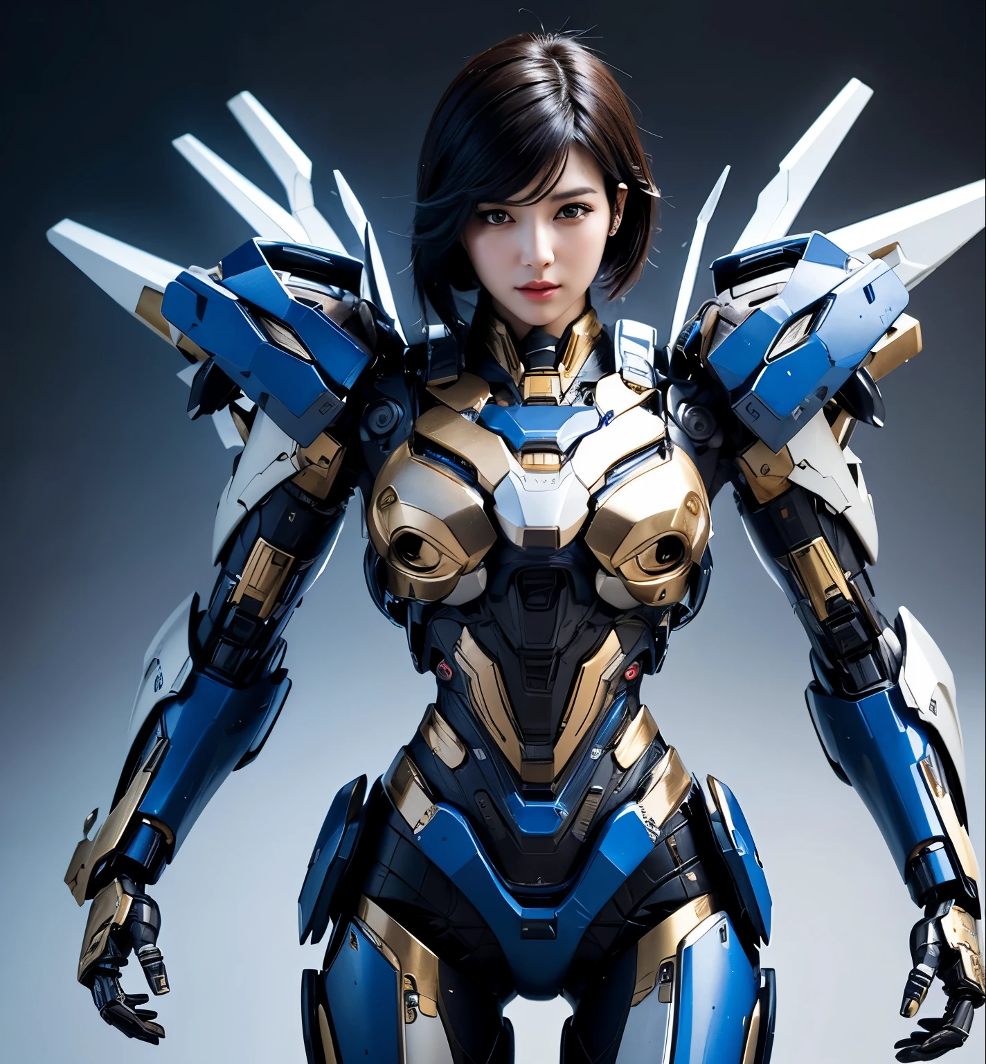 Super detailed, advanced details, high quality, 最high quality, High resolution, 1080p, hard disk,(pharah),(Mecha Queen),overwatch,beautiful cyborg woman,Mecha cyborg girl,battle mode,Mecha body girl,She wears a futuristic mech,A powerful cyborg woman, sleek and futuristic, with advanced mechanical augmentations that enhance her strength and capabilities.