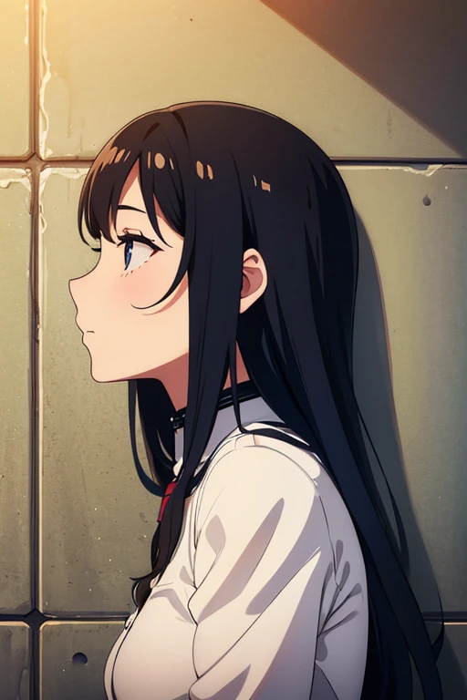 Girl sitting by the wall in a prison cell、(Semen from the nose:1.5)