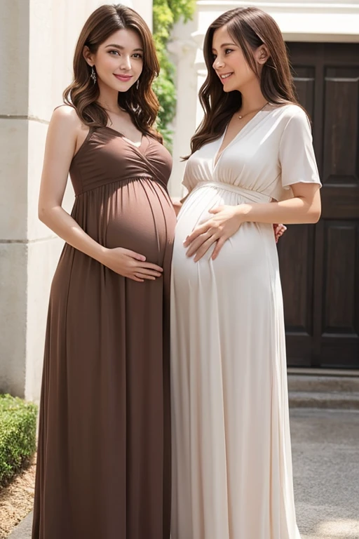 Pregnant women、Caucasian、Brown Hair、Maternity Dresses