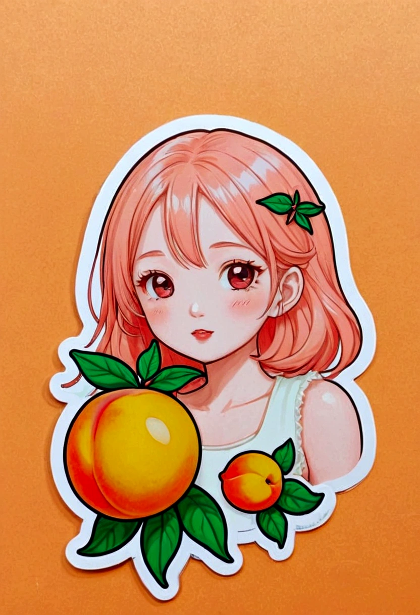 Peach Fruit Girl Sticker